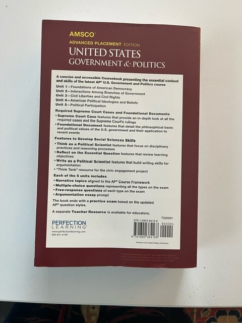 AMSCO Advanced Placement (AP) United States Government and Politics 3rd edition