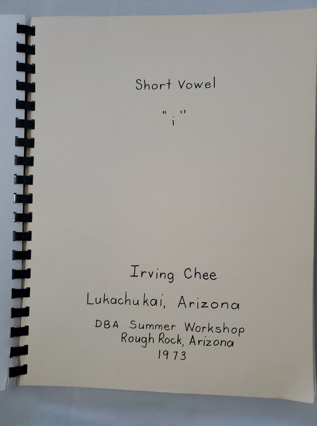 Vintage 1973 Navajo Vowels Workbook Diné Language Study Practice Word Letter