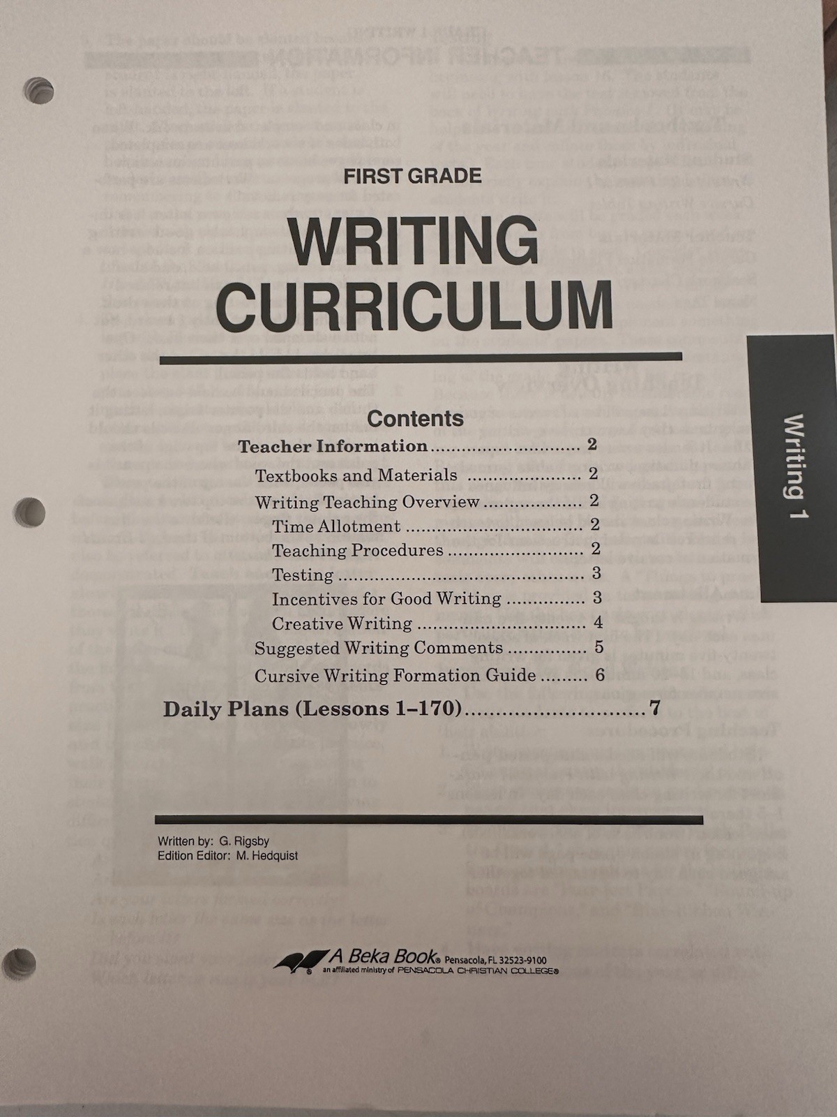 A Beka Book Writing & Seatwork 1
