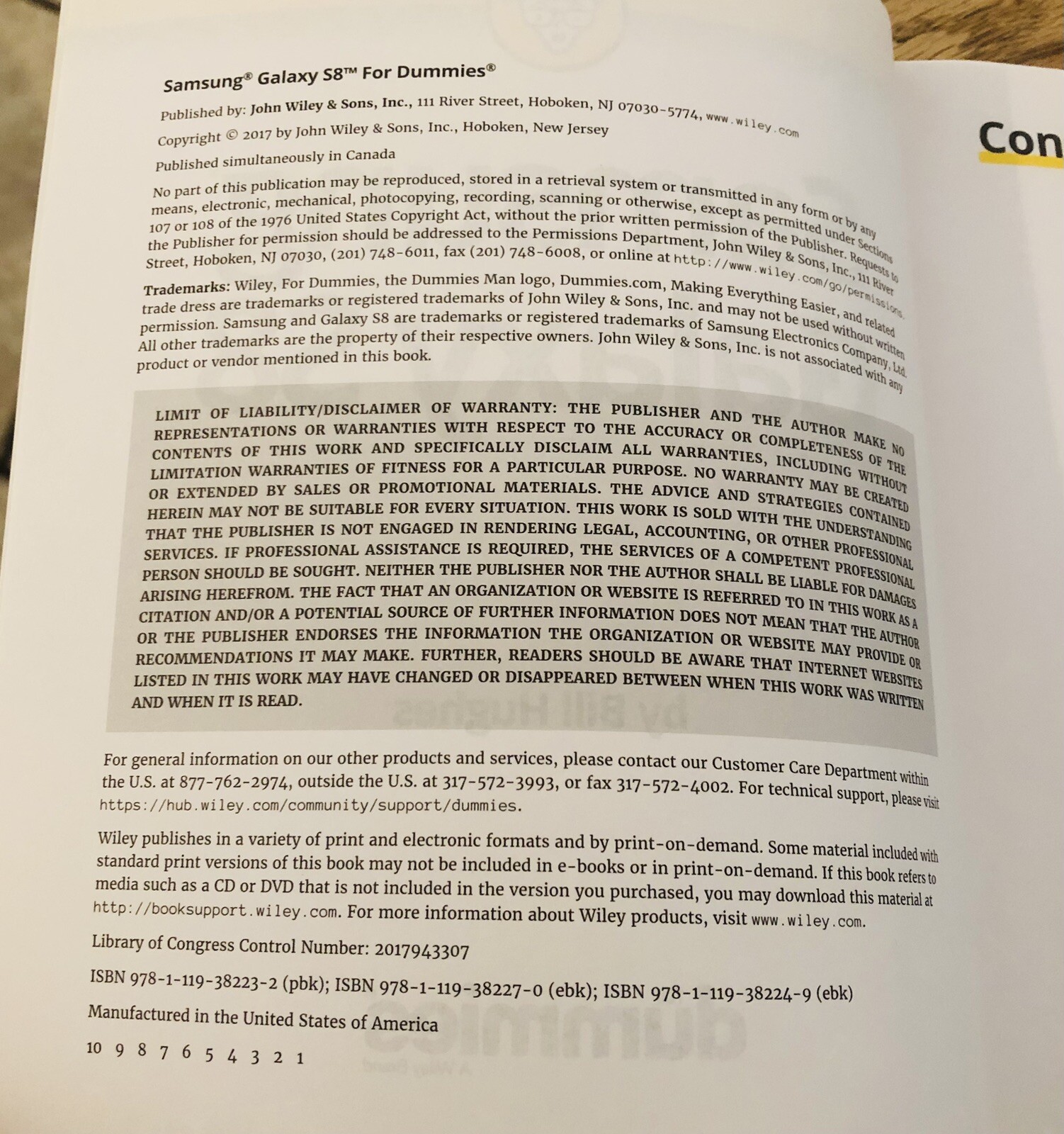 Book – Samsung Galaxy S8 For Dummies, Bill Hughes, 310 Pages