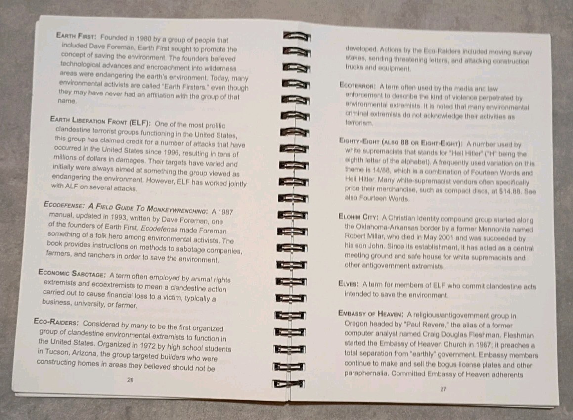 BJA Wire-Bound Book: Terrorism and Criminal Extremism, Definitions & Concepts