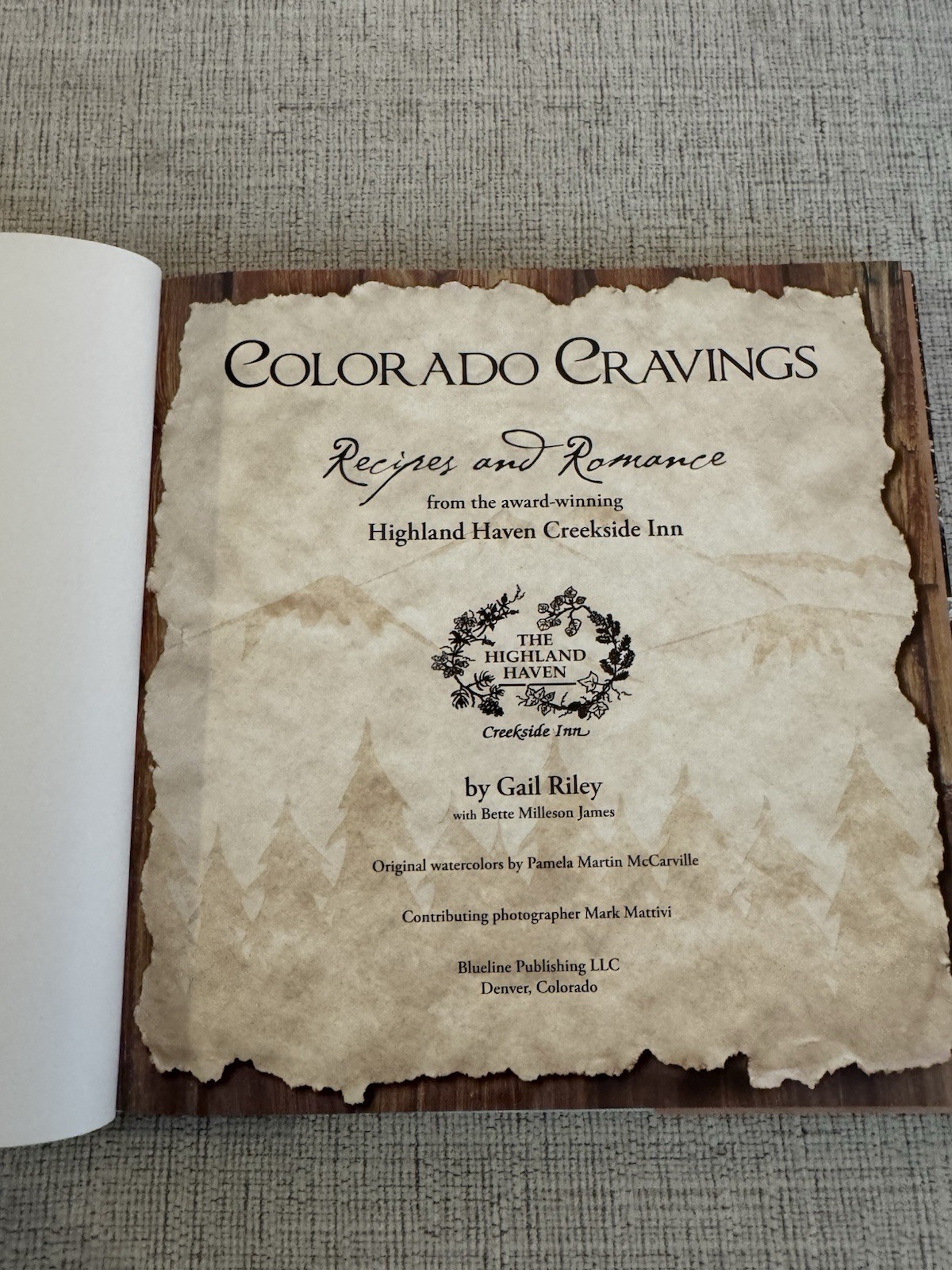 Signed Colorado Cravings Recipes & Romance Gail Riley Highland Haven Inn