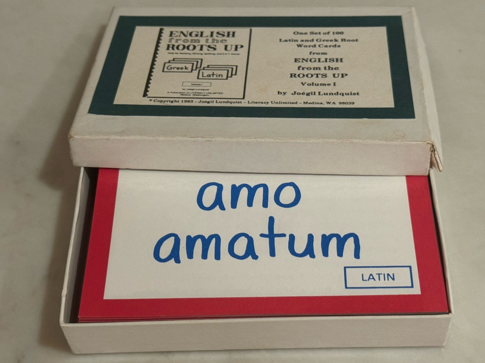 ENGLISH FROM THE ROOTS UP Vol 1 Greek – Latin by Lundquist Cards 1993 Complete