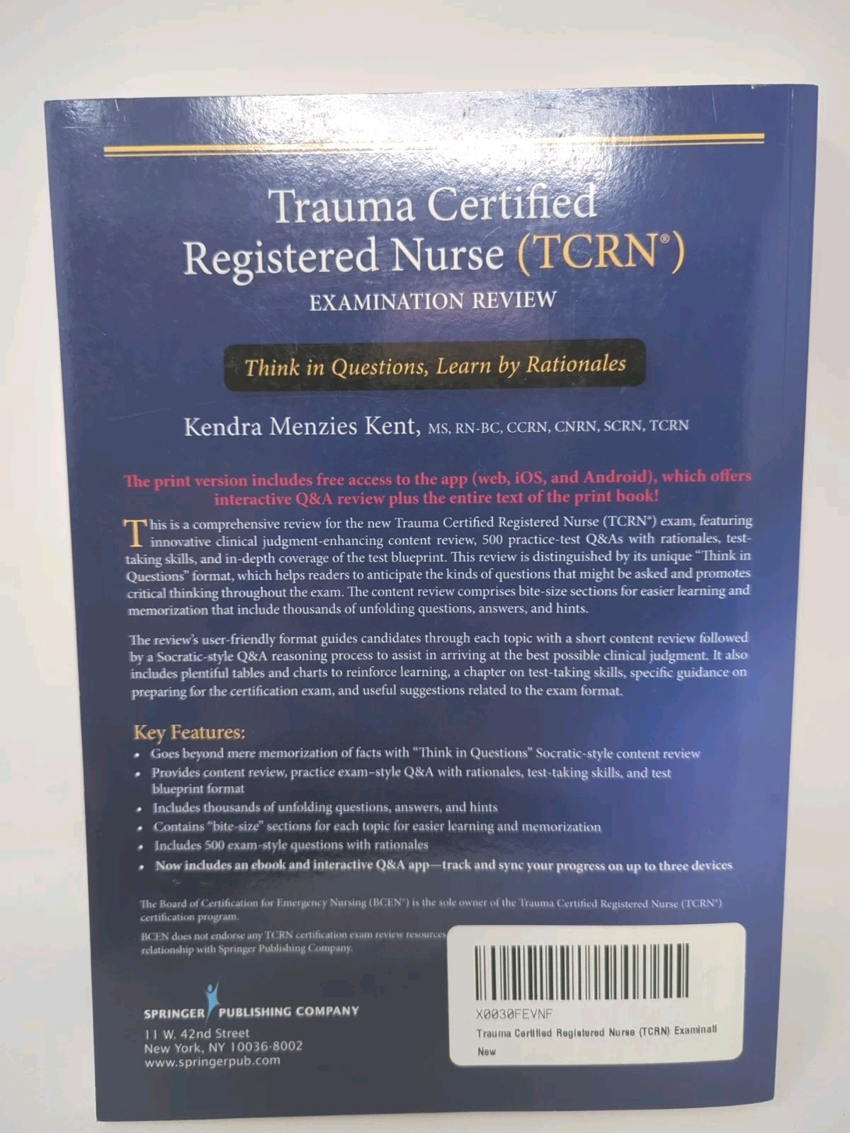 Trauma Certified Registered Nurse (TCRN) Examination Review Springer Publishing