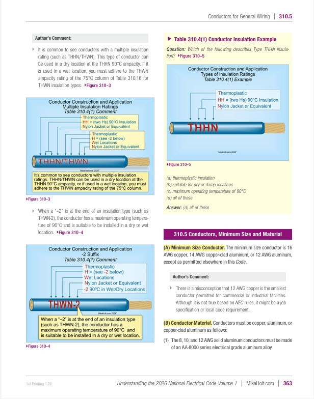 Mike Holt’s 2026 Understanding the NEC, Volume 1 Textbook Articles 90 – 480
