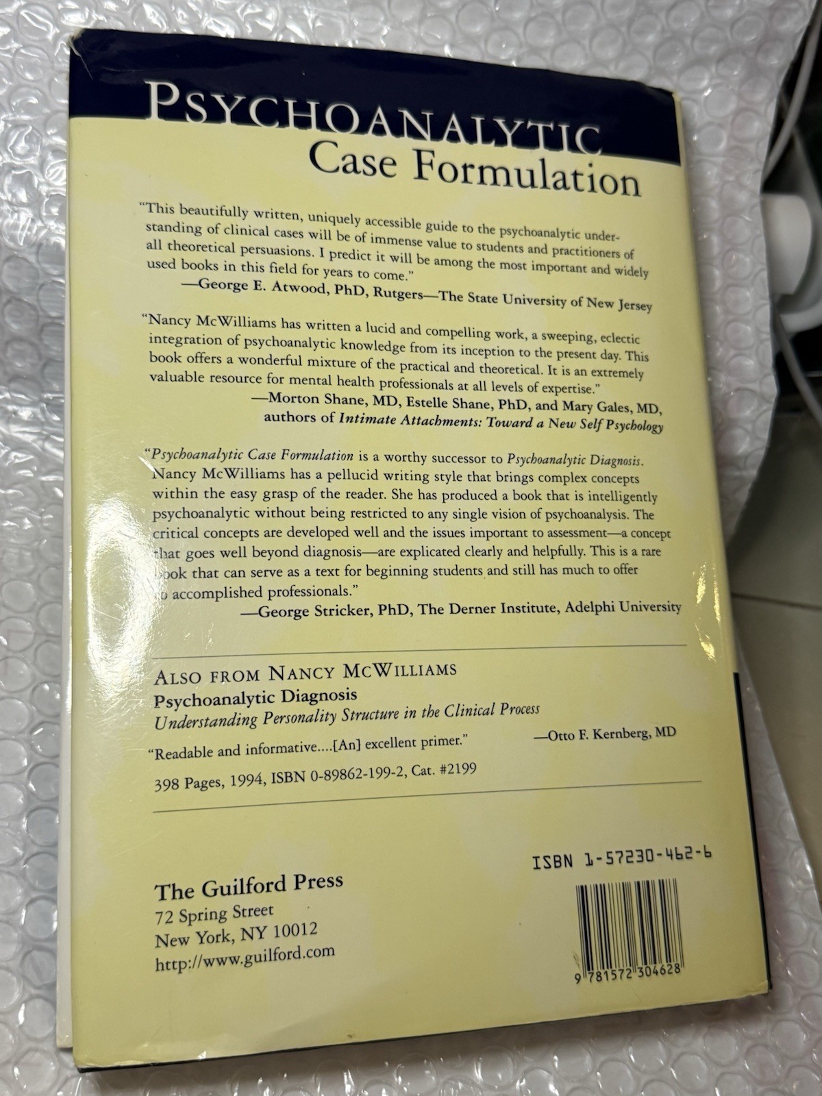Psychoanalytic Case Formulation by Nancy McWilliams 1999 Hardcover PSYCHOLOGY