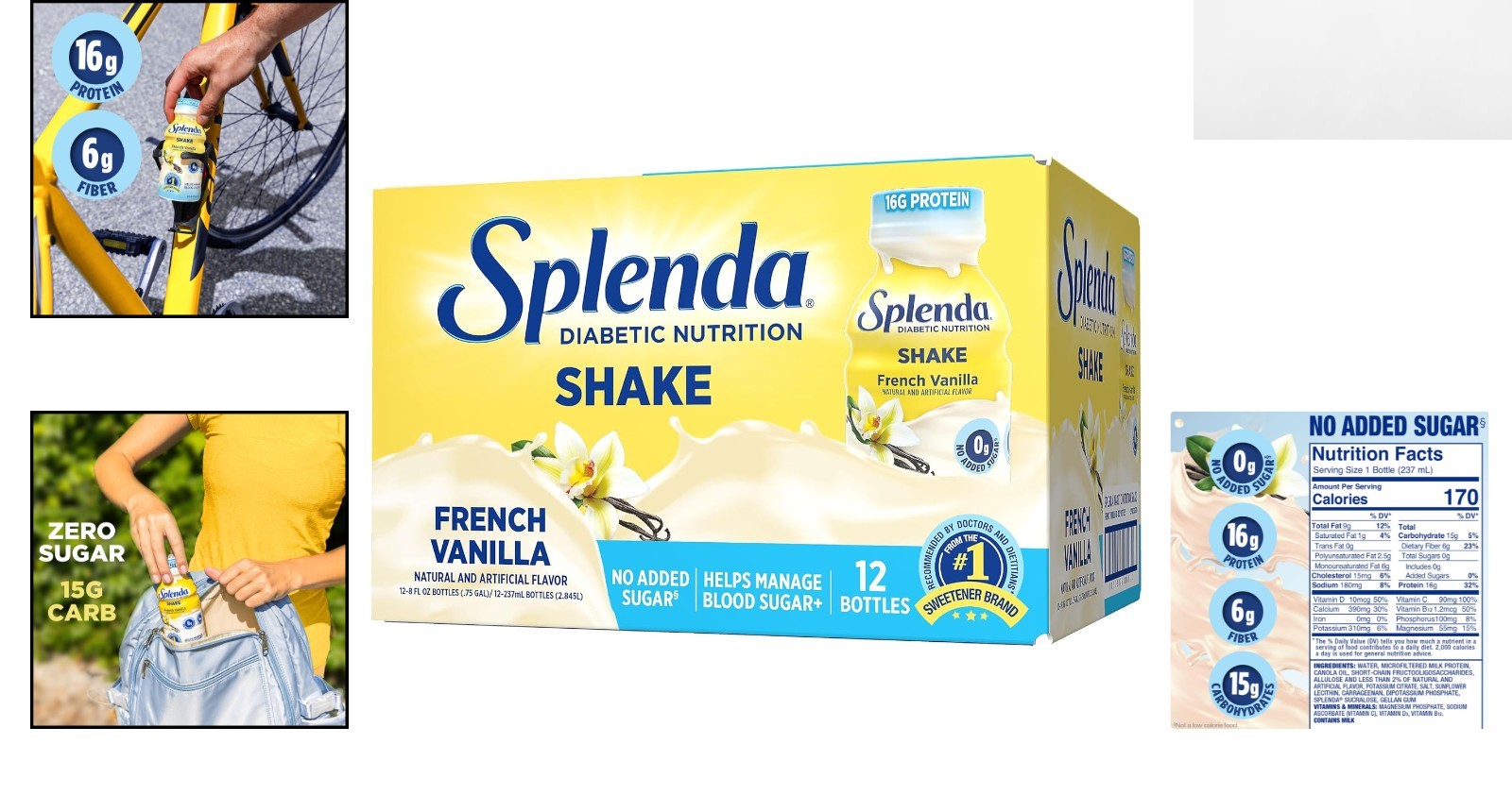 Smooth and Creamy Diabetes Nutrition Shakes – 12 Pack, 8oz Each, French Vanilla