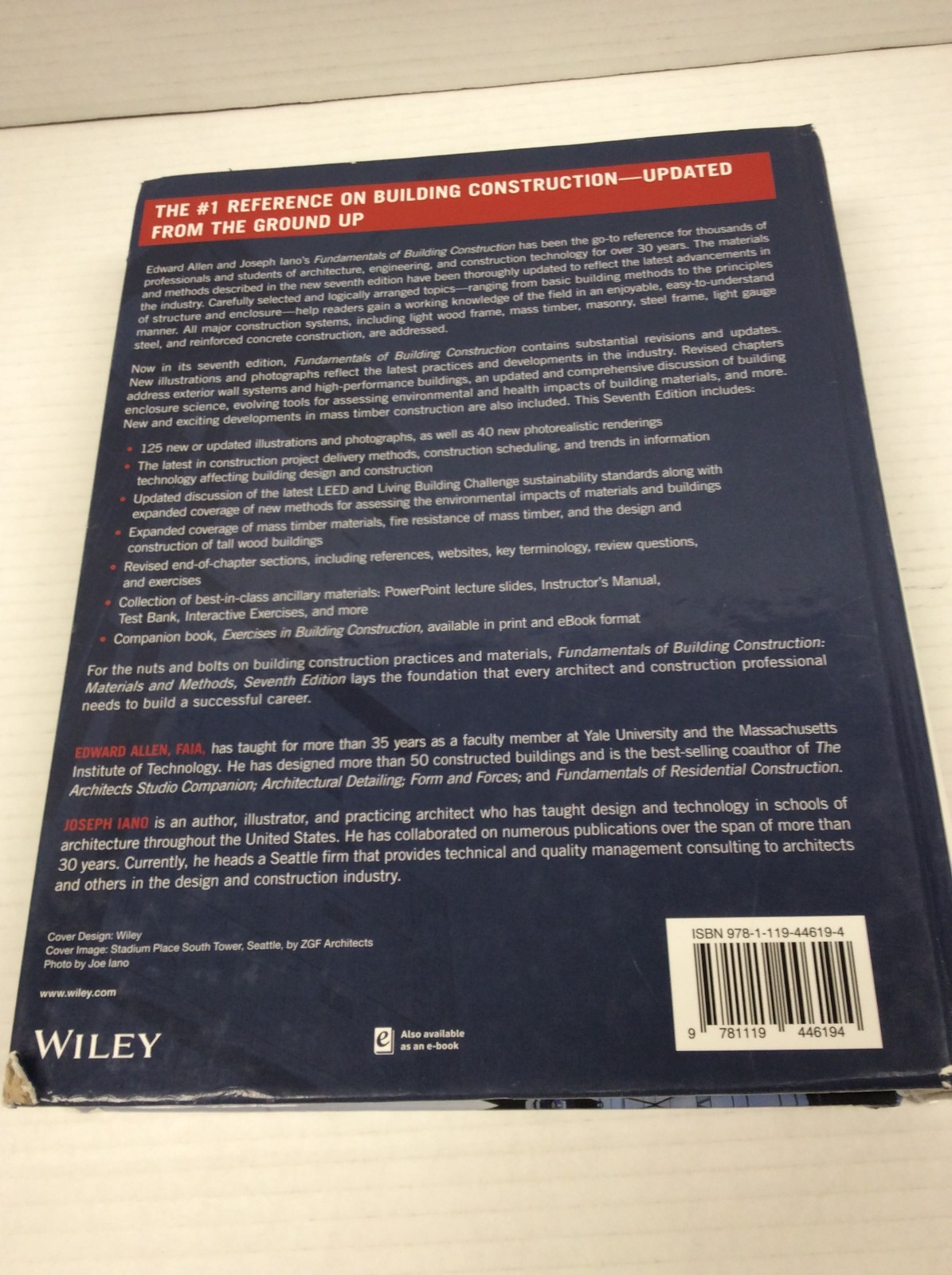 FUNDAMENTALS OF BUILDING CONSTRUCTION MATERIALS AND METHODS 7th Ed. Allen /Iano