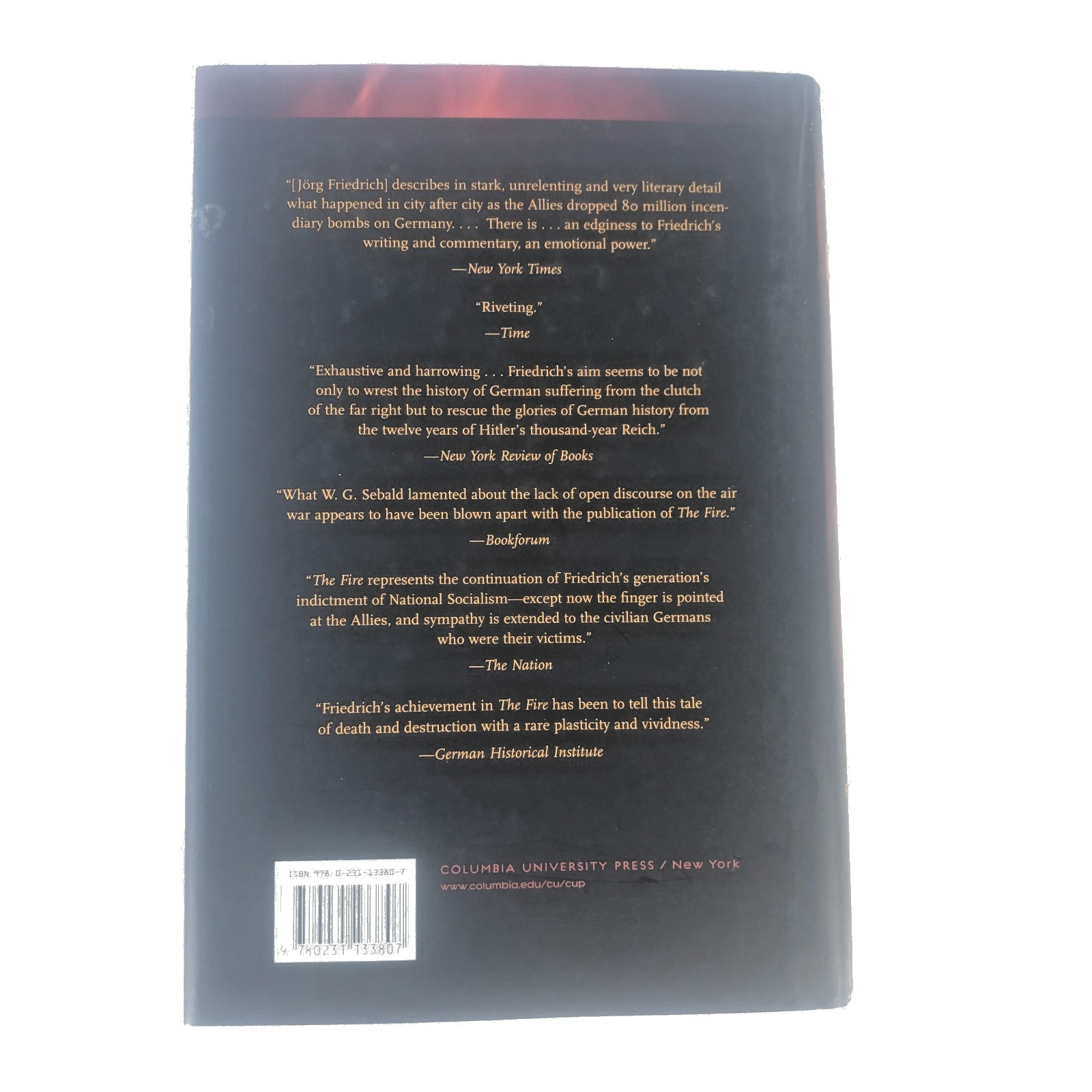 The Fire The Bombing of Germany 1940-1945 Jorg Friedrich Hardcover DJ