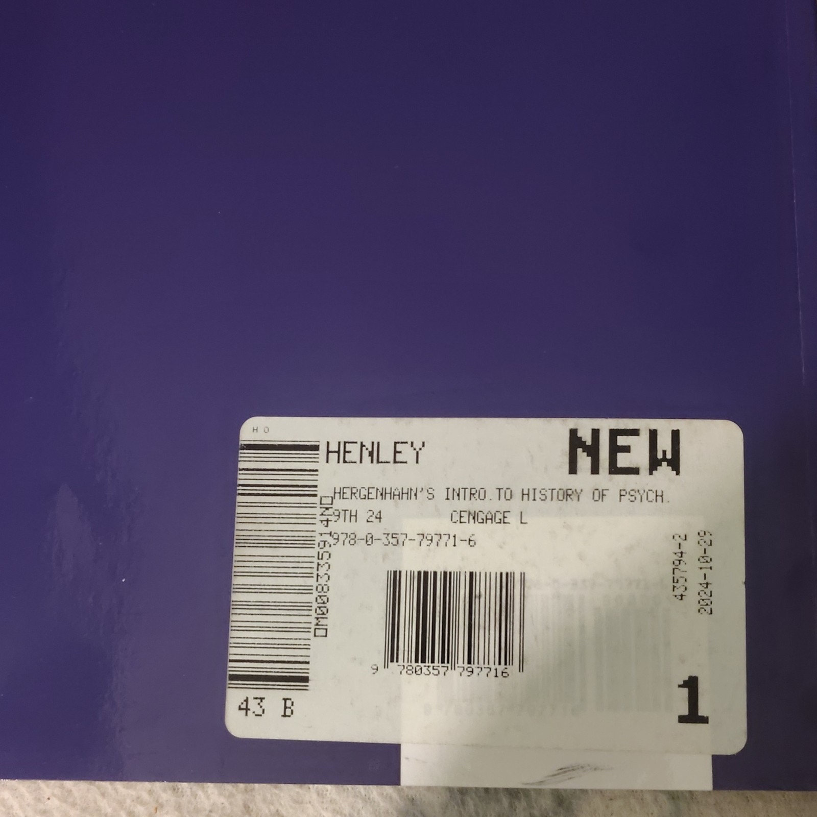 History of Psychology Textbook 9th Ed Henley Paperback- No Highlights_PRISTINE