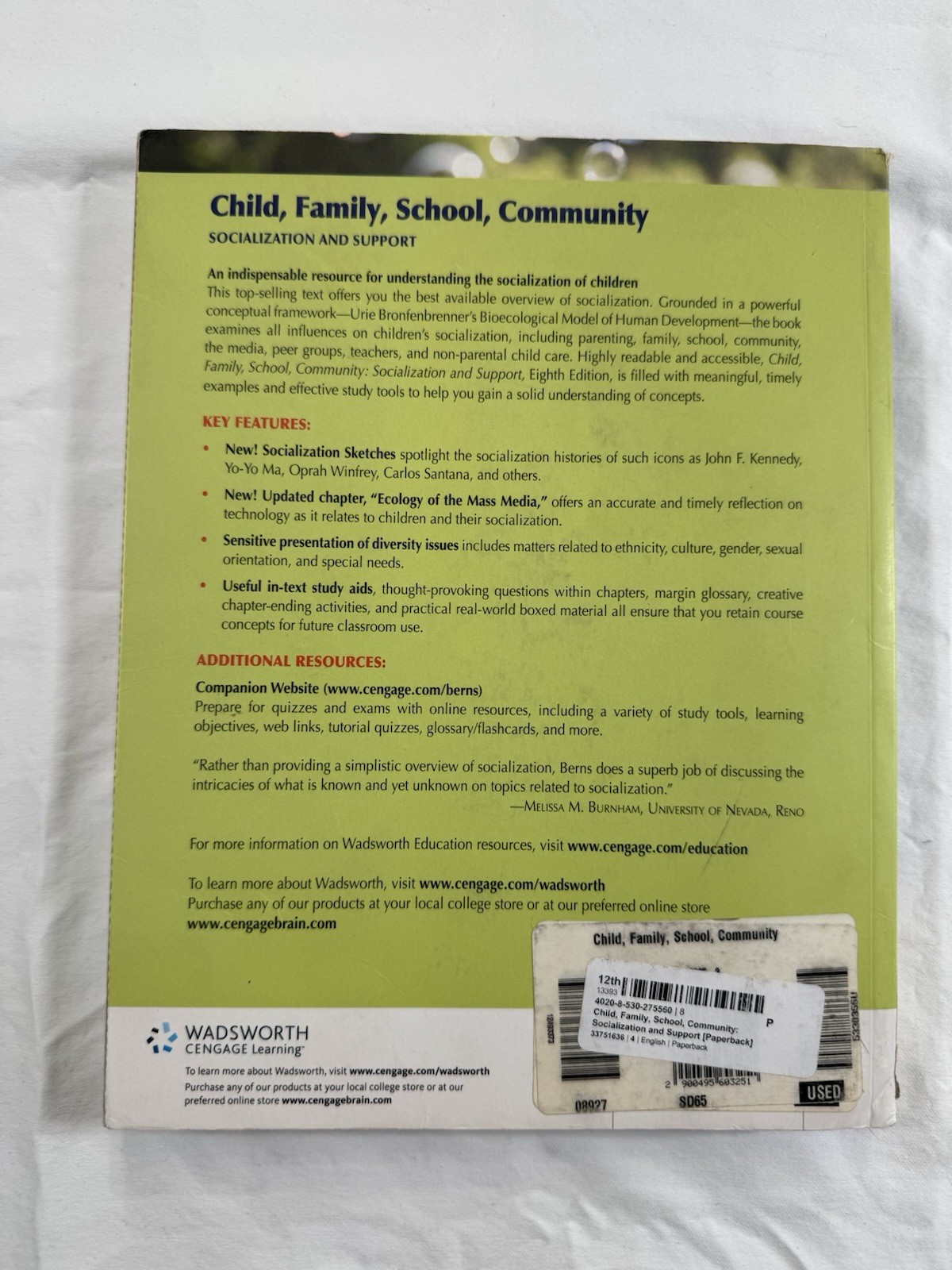 Child, Family, School, Community: Socialization and Support, Berns, Roberta M.,