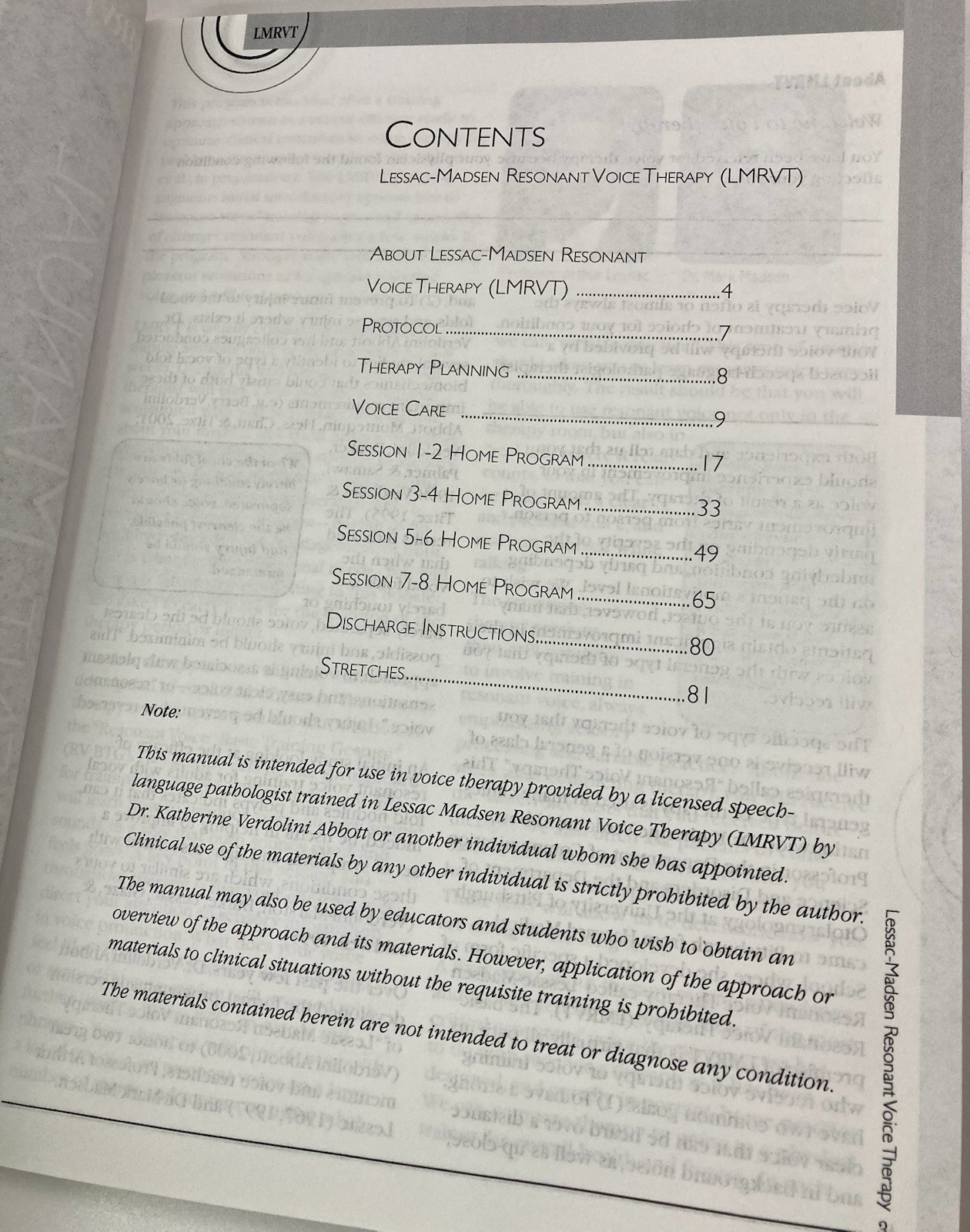 Lessac-Madsen Resonant Voice Therapy Patient Manual by Katherine Verdolini PB