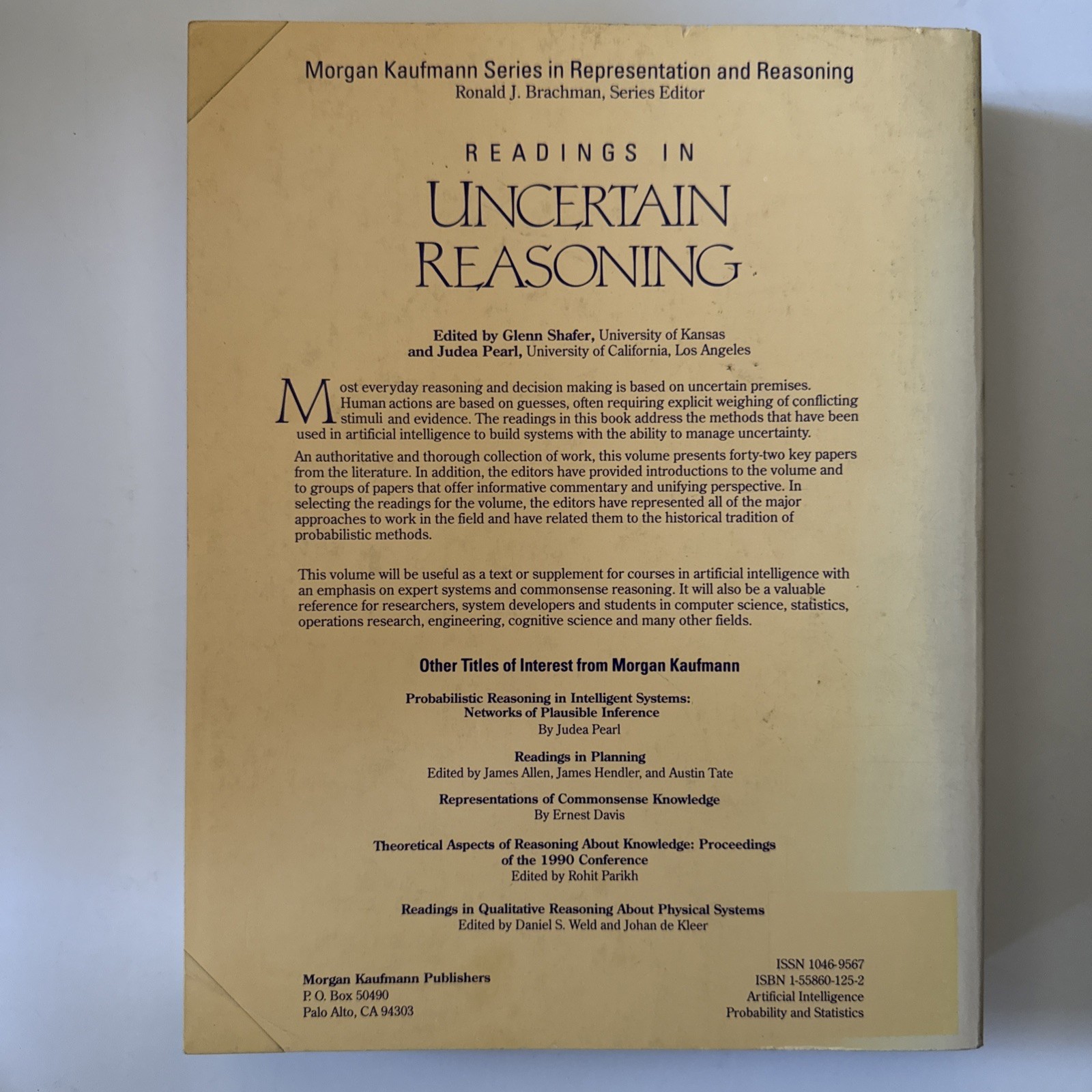Readings in Uncertain Reasoning. Edited by Shafer & Pearl