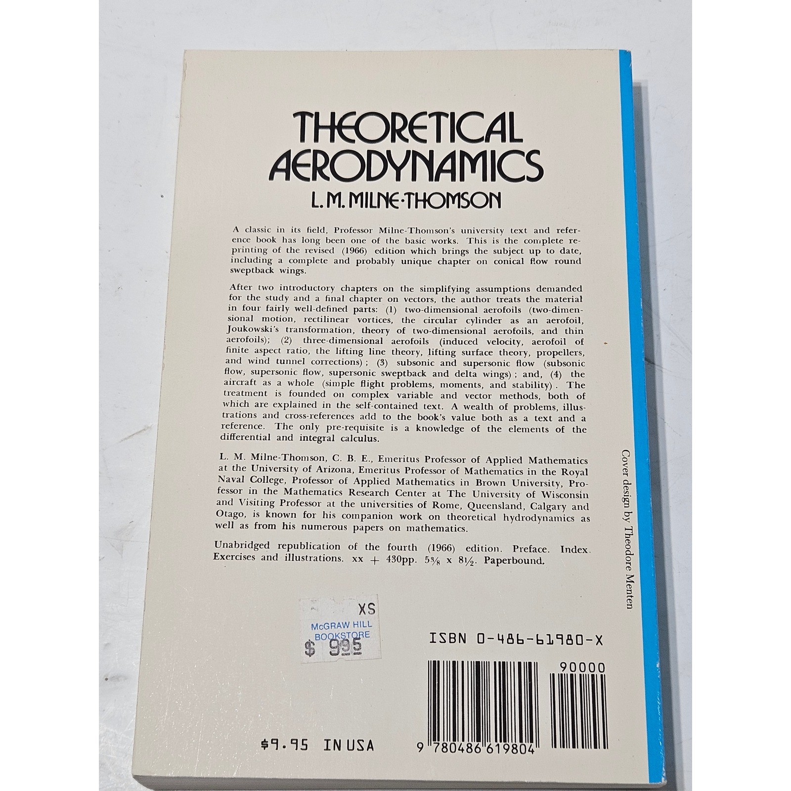 Theoretical Aerodynamics L.M. Milne Thomson Engineering Physics Book