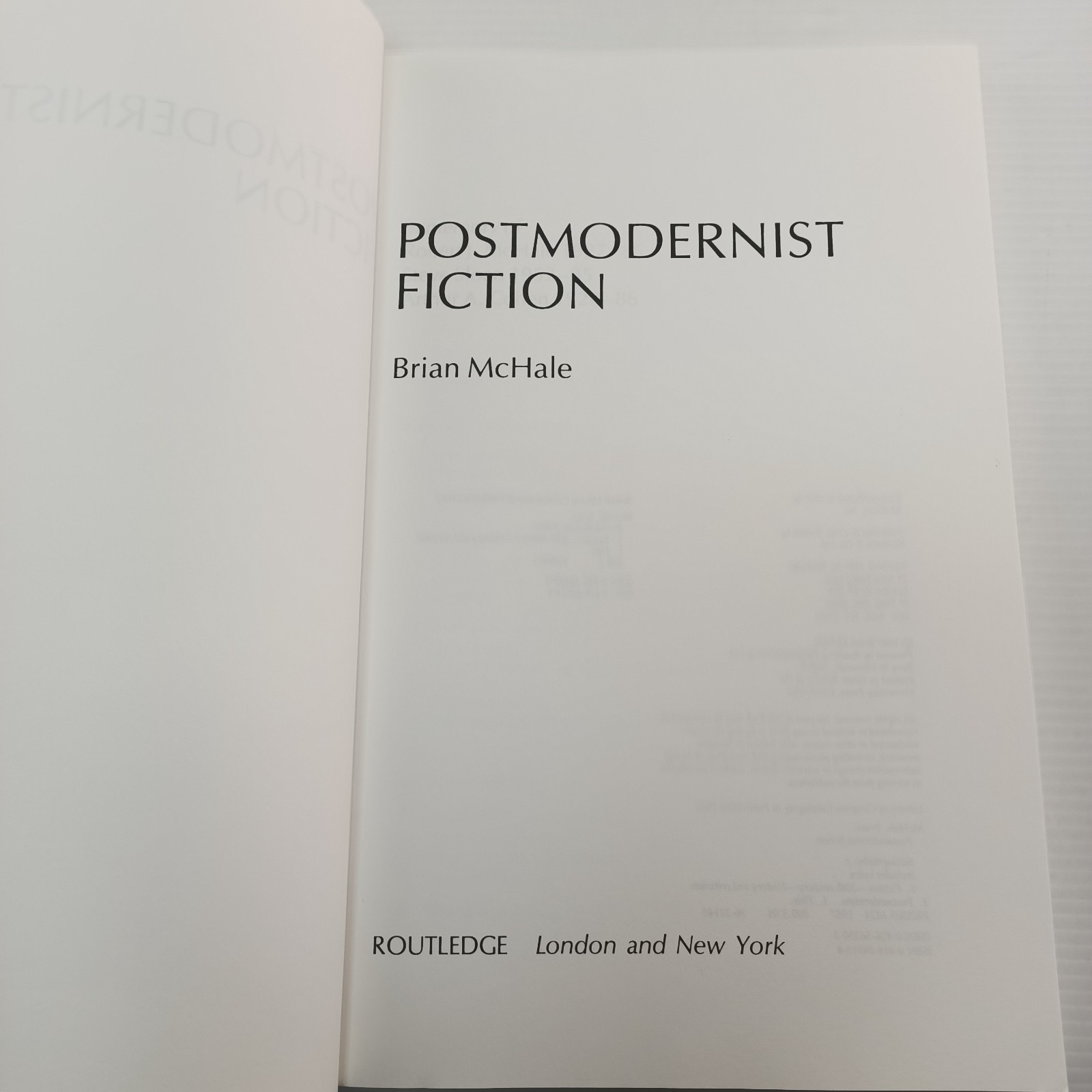 Postmodernist Fiction Brian McHale Literature History 1987 1st Ed Paperback Book