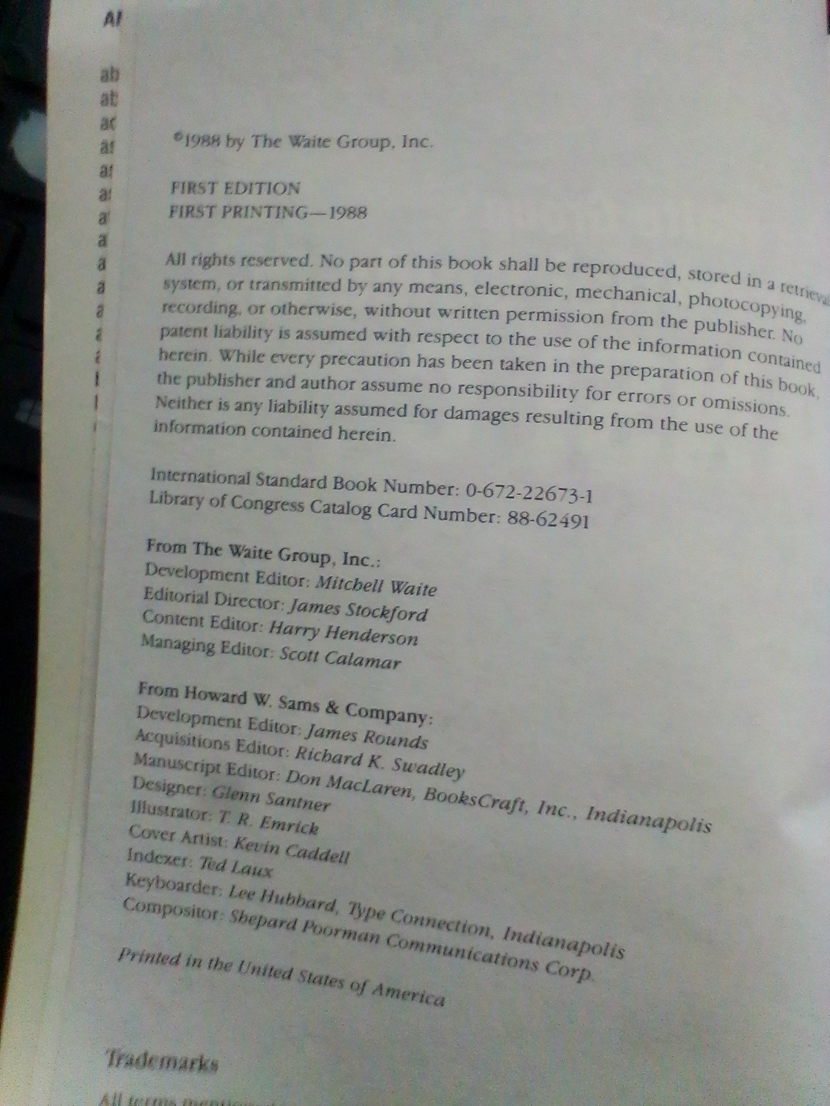 Essential Guide to ANSI C by Nabajyoti Barkakati 1988 First Edition