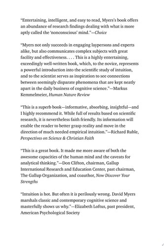 Intuition: Its Powers and Perils by David G. Myers, Good Book