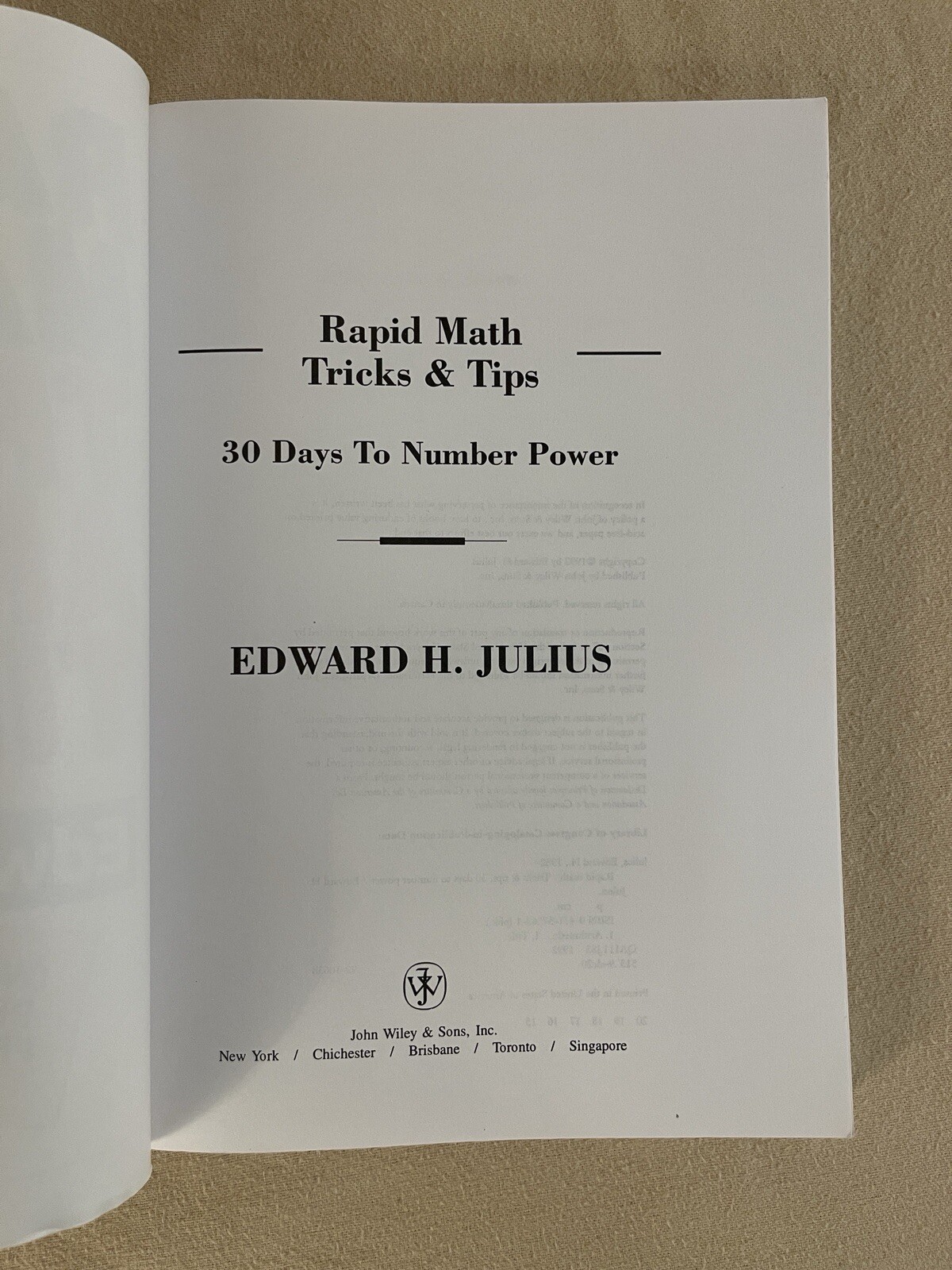 Rapid Math Tricks and Tips- 30 Days to Number Power – Edward H. Julius – B30