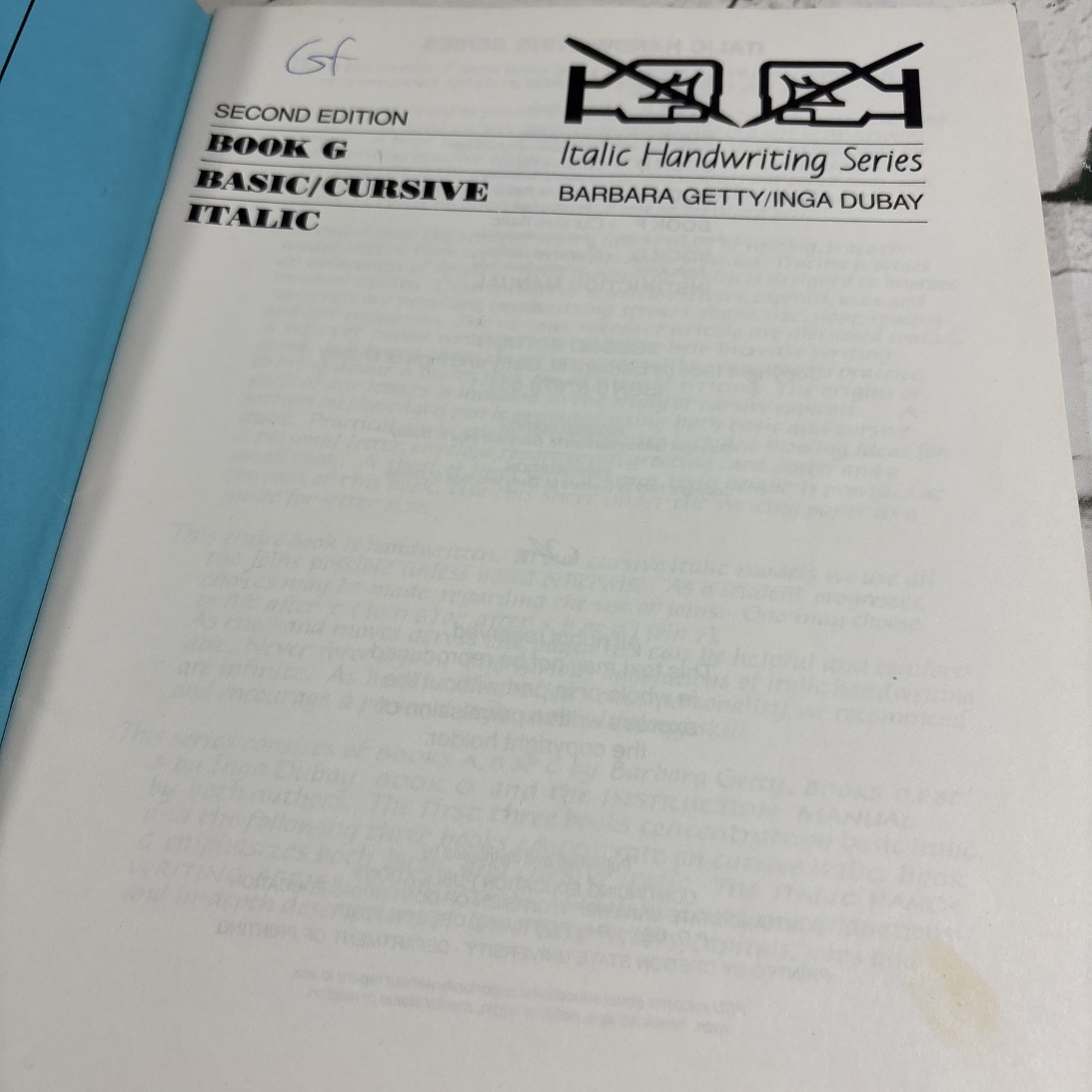 VTG Getty/Dubay Basic Cursive Italic Handwriting Book G 2nd Edition Pb 1986