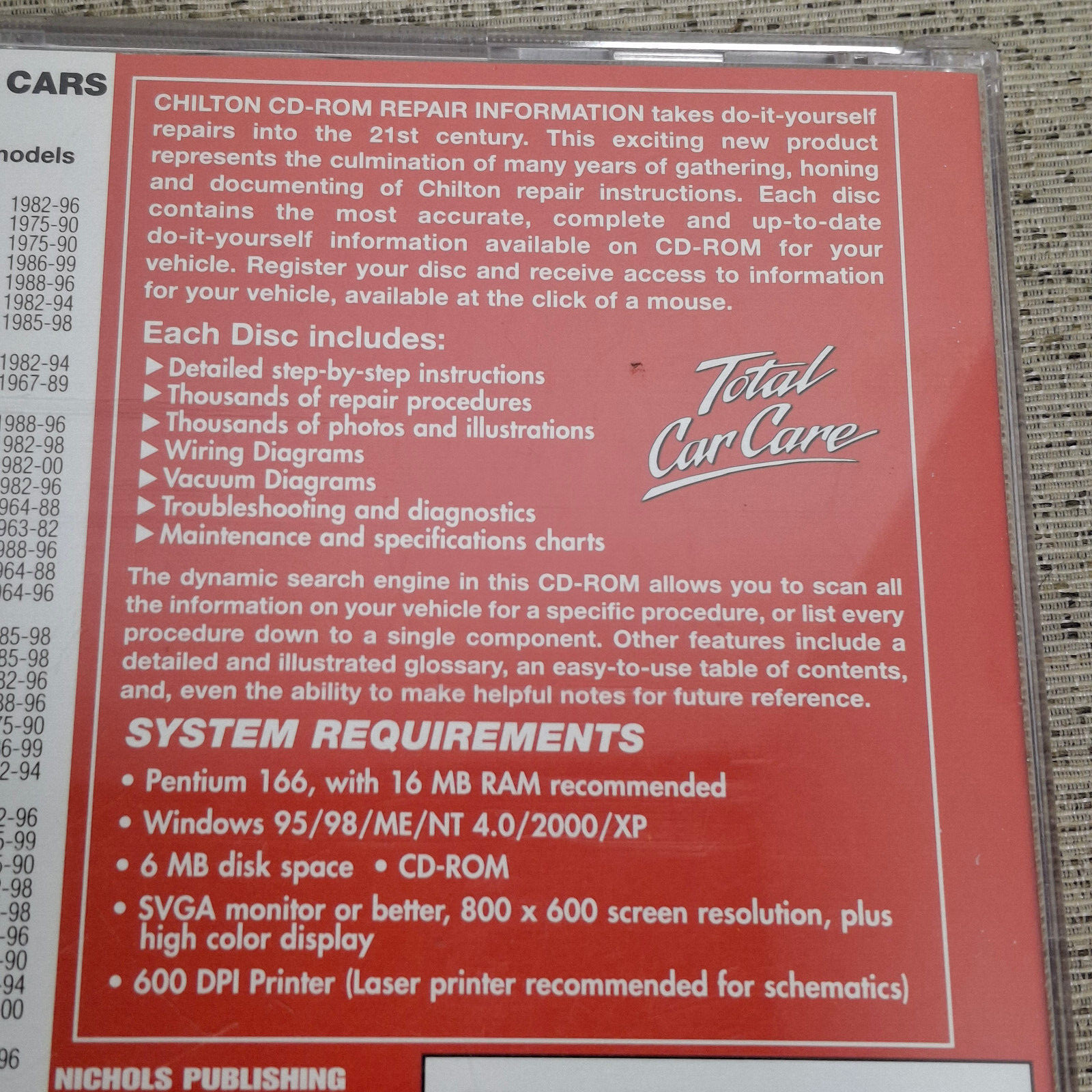 Chilton Total Car Care GM 1963-2000 Ver 1.0 Nichols Publishing 2 CD ROM