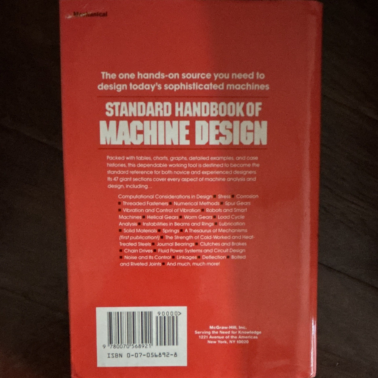McGraw-Hill Standard Handbook of Machine Design 1996 HC Shigley Mischke ISBN