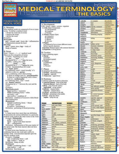 Medical Terminology:The Basics (Quickstudy: Academic) – Pamphlet – GOOD