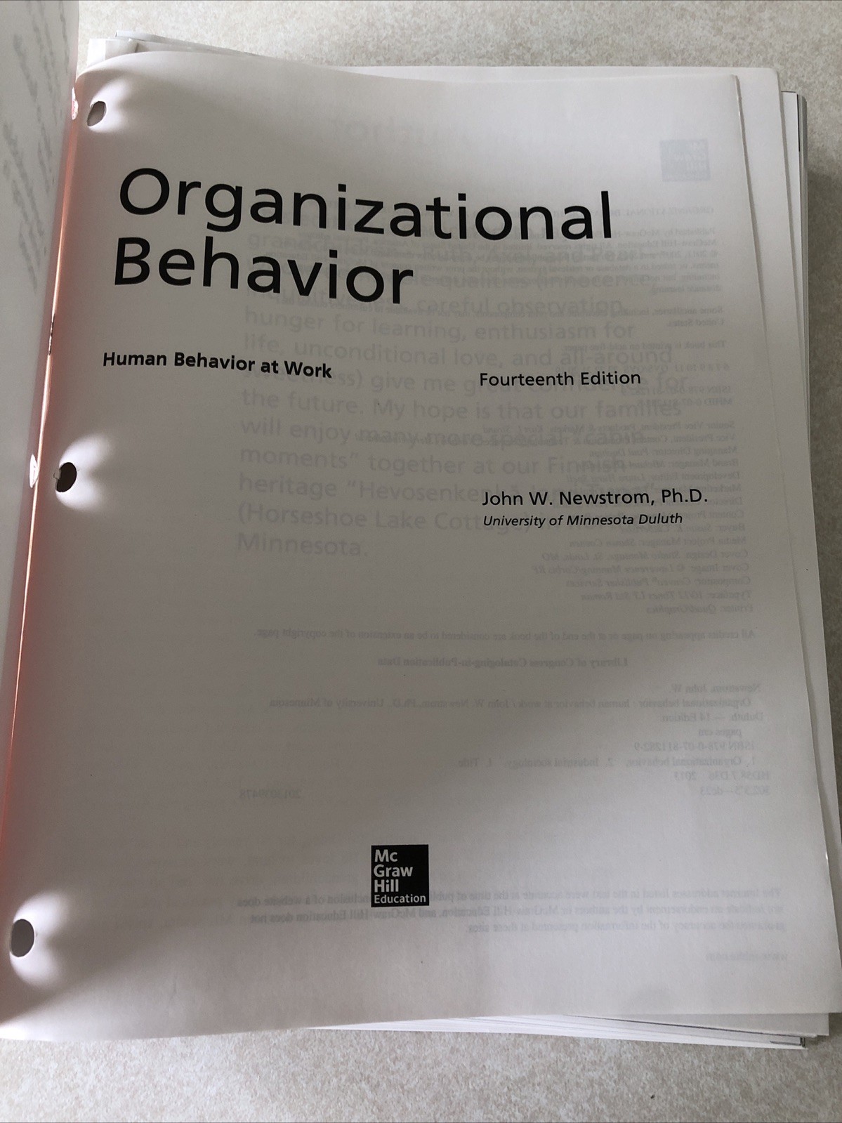 Loose Leaf for Organizational Behavior [Loose Leaf] Newstrom, John