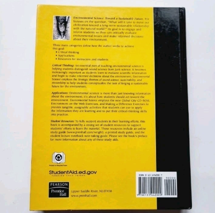 Environmental Science 9th Edition with CD Rom Richard T. Wright 2005 HC Book