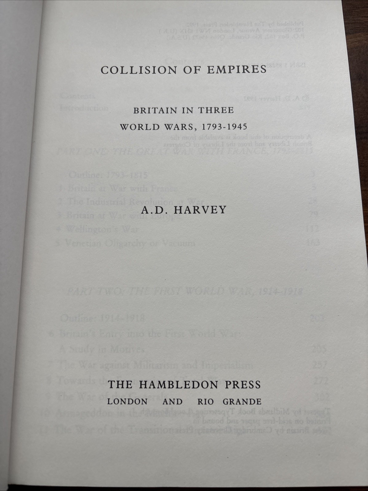 Collision of Empires : Britain in Three World Wars, 1793-1945 by A. D. Harvey…