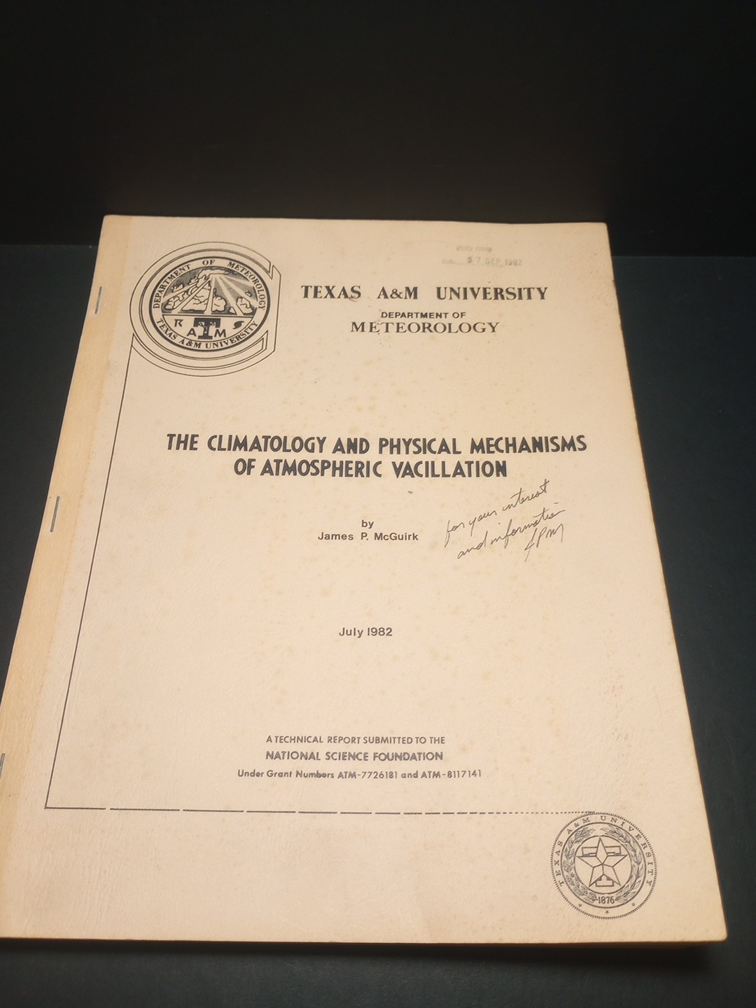 The Climatology and Physical Mechanisms of Atmospheric Vacillation James McGuirk