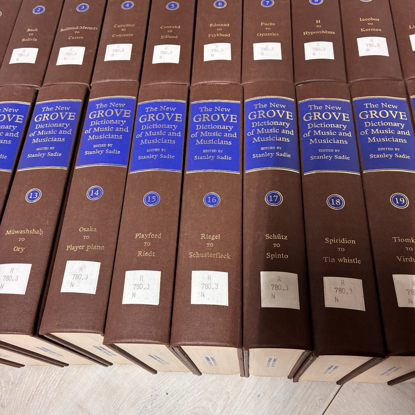New Grove Dictionary Of Music And Musicians Stanley Sadie 20 Vol HB 1980 ExLib