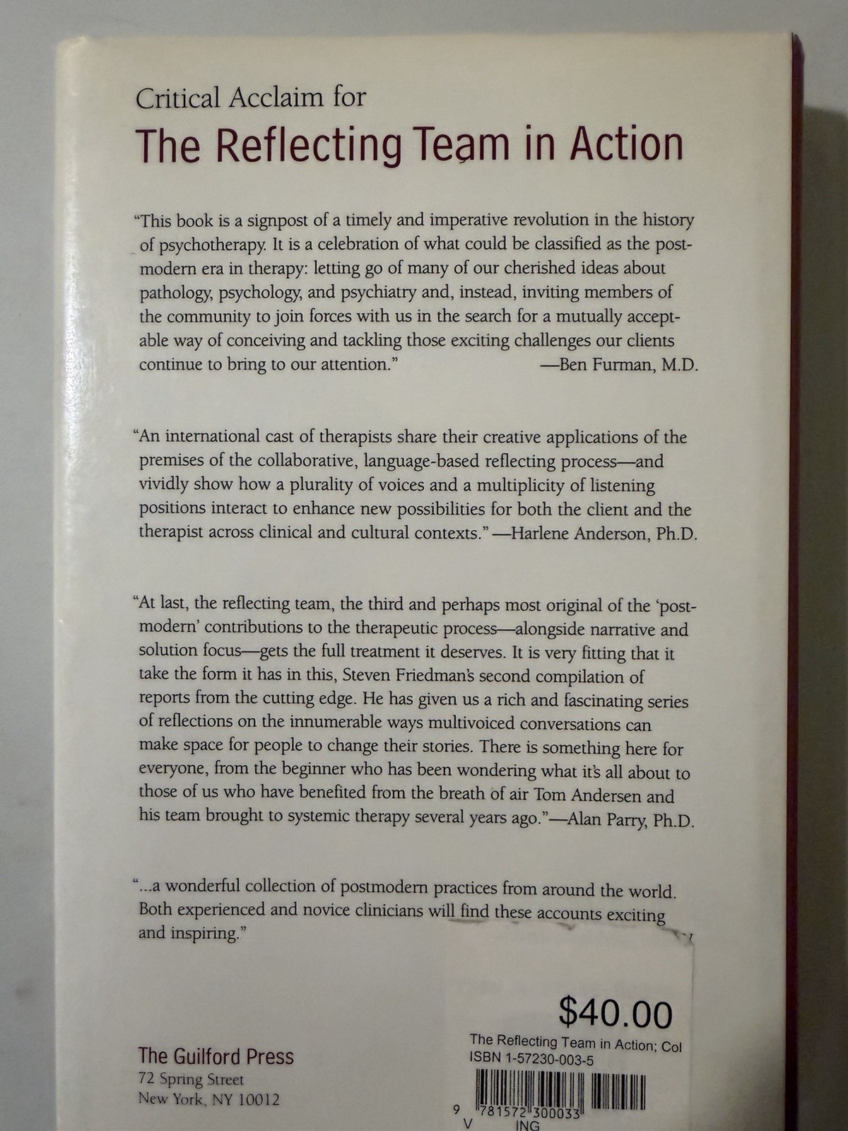 The Guilford Family Therapy Ser.: Reflecting Team in Action : Collaborative…