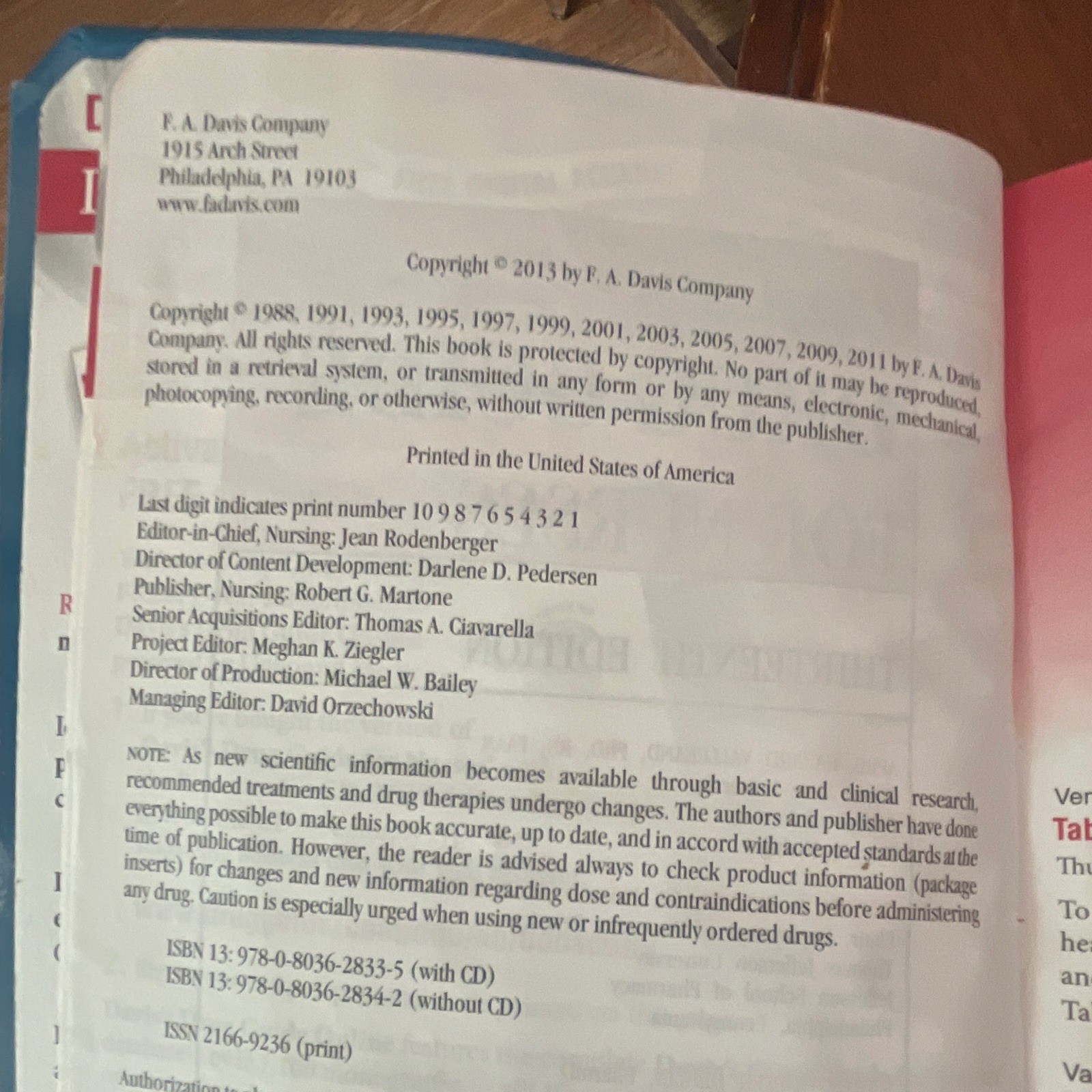 F.A. Davis Davis’s Drug Guide for Nurses 13th Ed 2013 Hardcover Vallerand