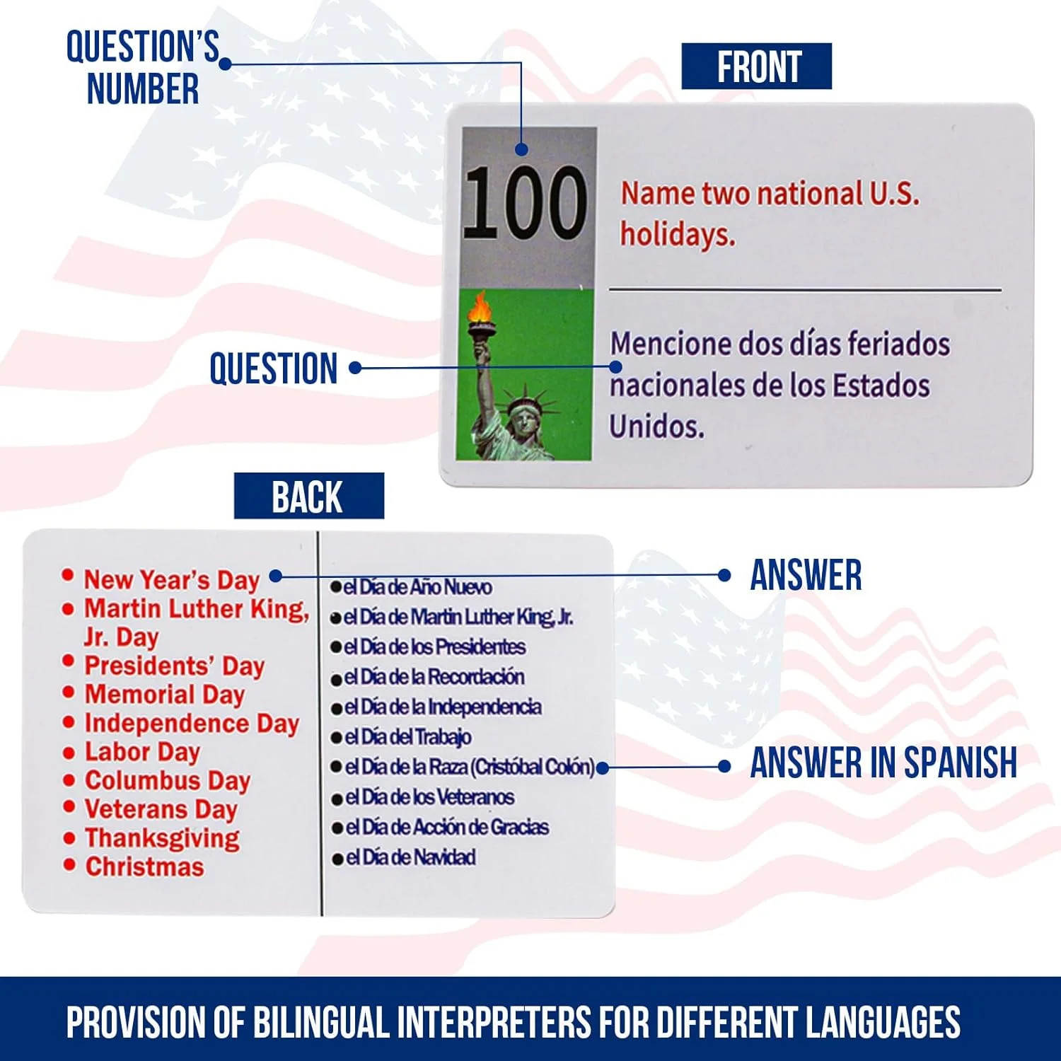 2026 USCIS Citizenship Flash Cards Bilingual Spanish English Civics Test Study S