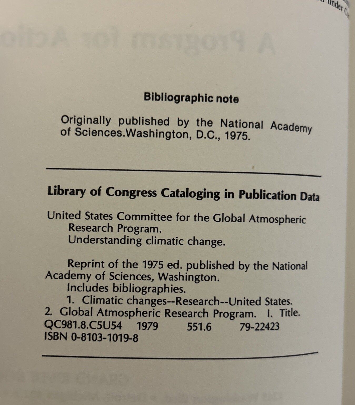 Understanding Climatic Change: A Program for Action 1980