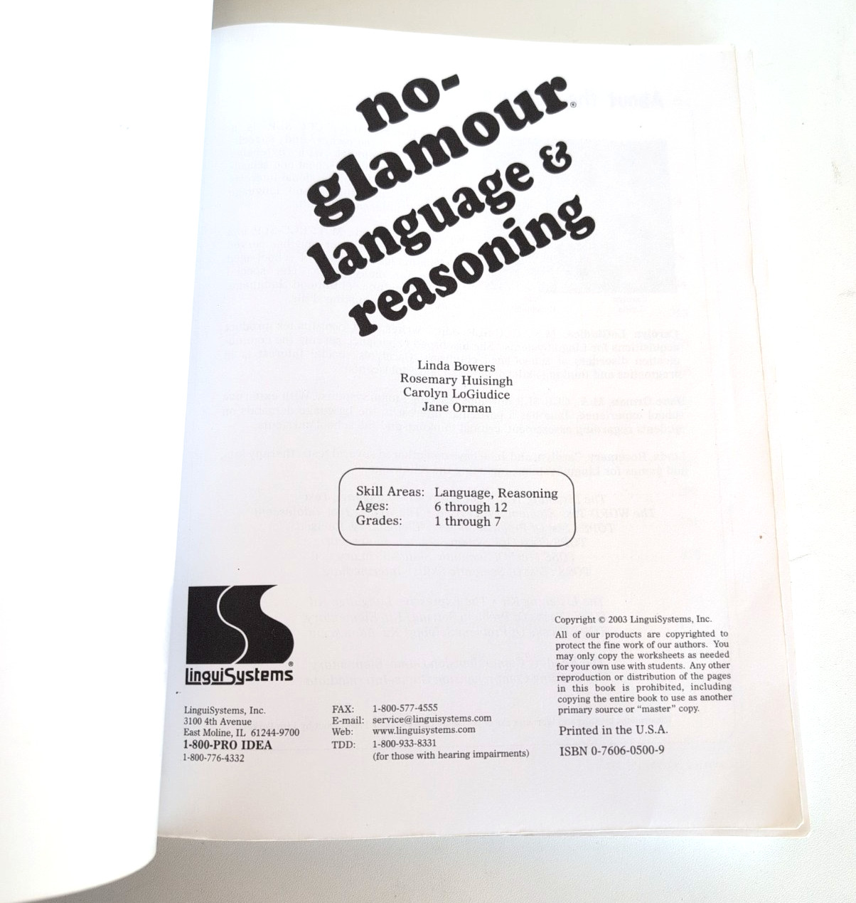 LinguiSystems: no glamour language & reasoning; Autism ASD Speech Therapy NO CD