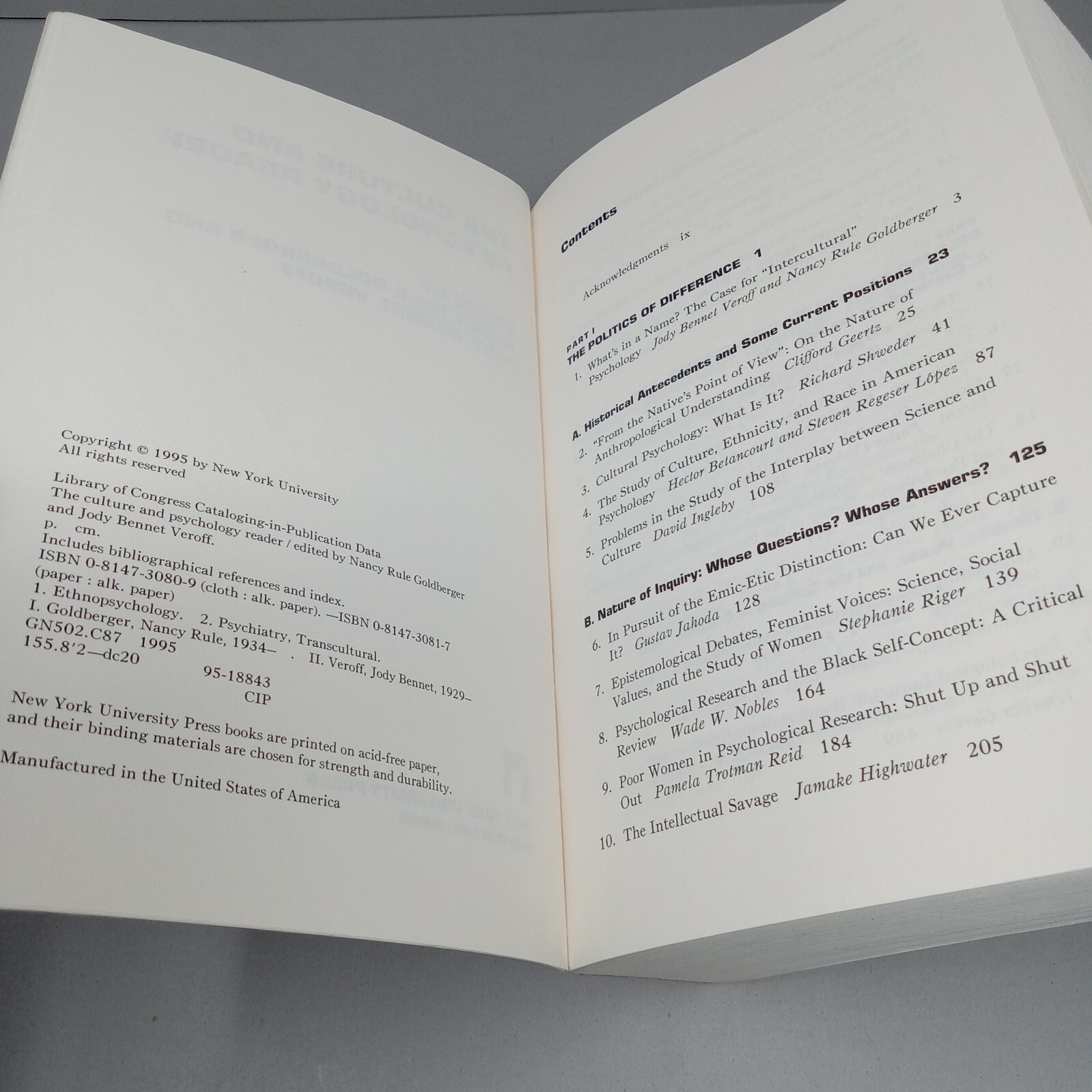 The Culture And Psychology Reader: 1995 PB Jody Veroff & Nancy Rule Goldberger