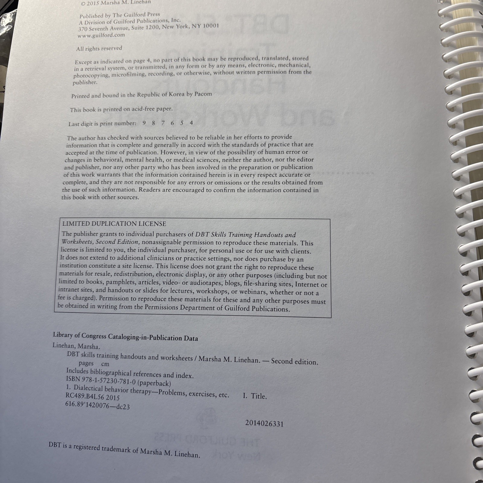 DBT Skills Training Handouts and Worksheets by Marsha M. Linehan 2014