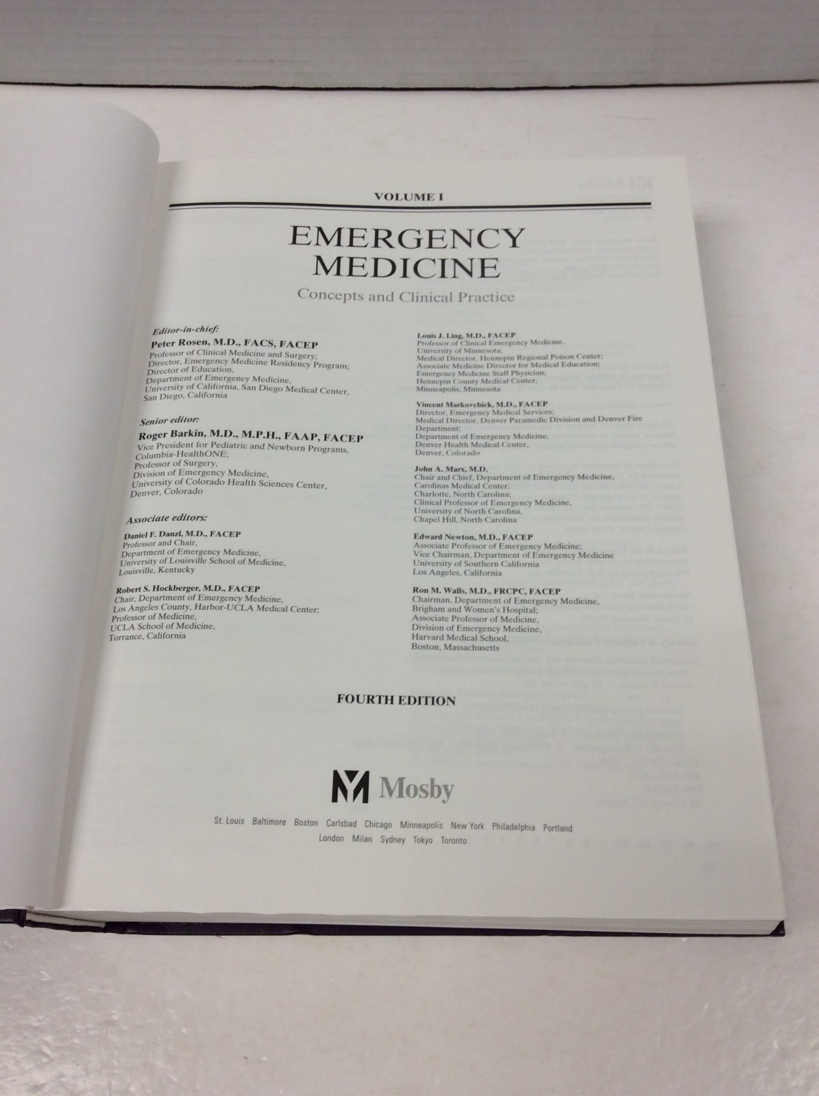 EMERGENCY MEDICINE: CONCEPTS & CLINICAL PRACTICE VOL 1-3 Rosen & Barkin HC 1998