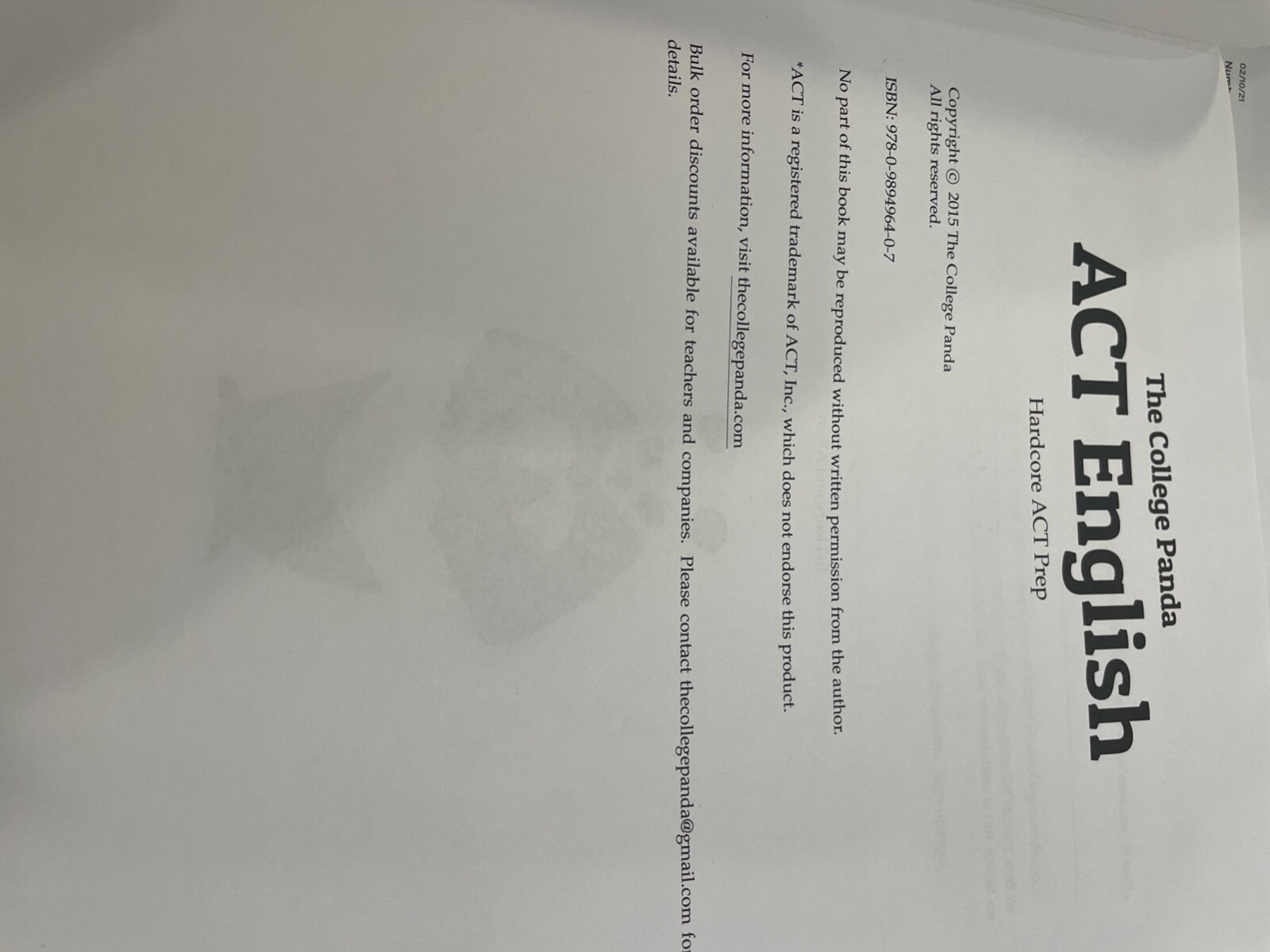 The College Panda’s ACT English : Hardcore ACT Prep by Nielson Phu (2015, Trade 