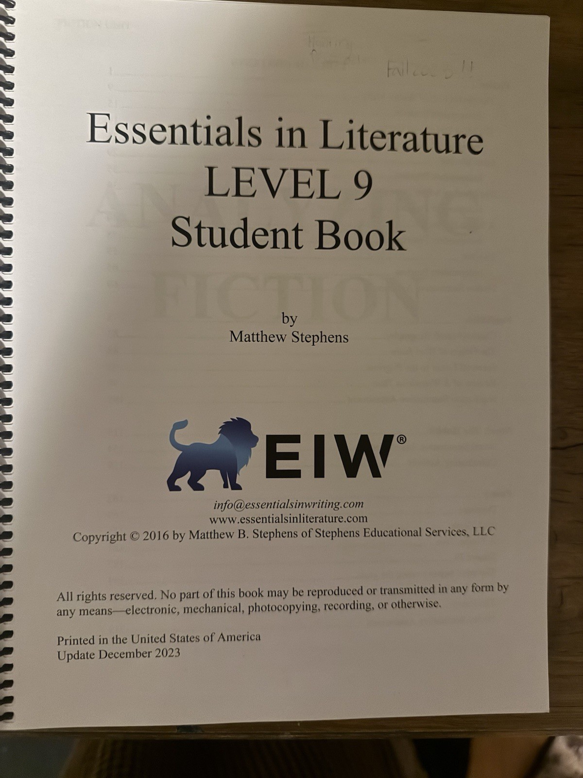 Essentials of Literature Level 9 Student Edition