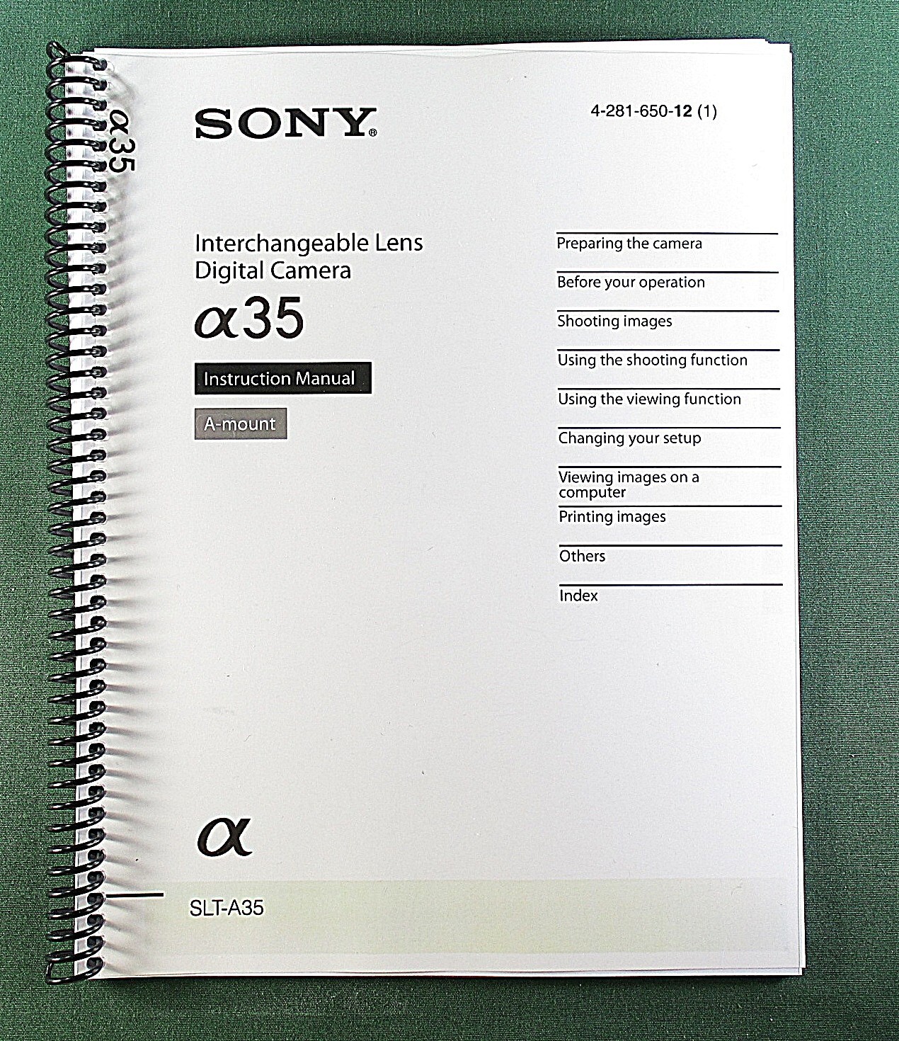 Sony SLT-A35 Instruction Manual: 202 Pages & Protective Covers!
