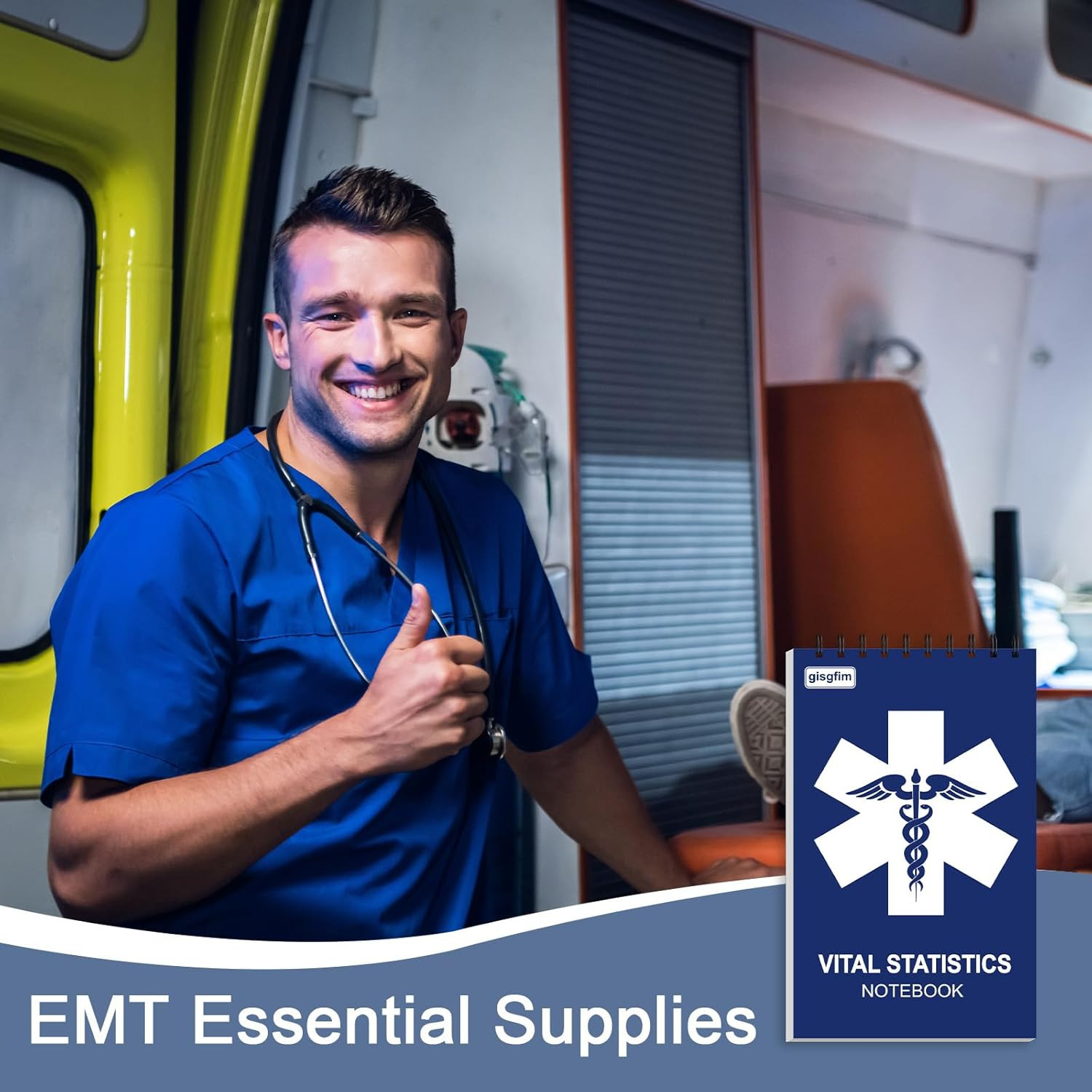 EMT First Responders Vital Statistics Notepad – 4 Pack Medical Notebook 70 Sheet