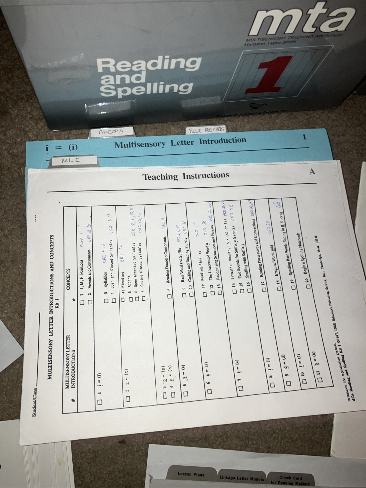 KIT: MTA Multisensory Teaching Approach Margaret Taylor Smith Reading Spelling 1
