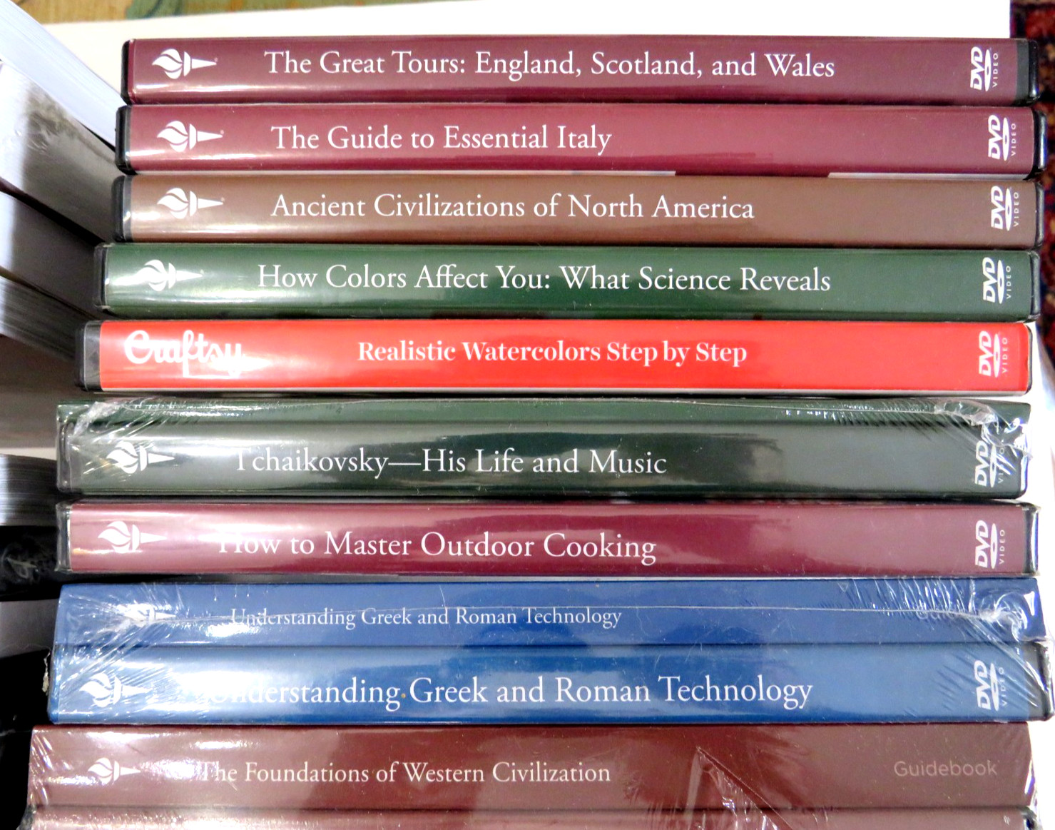 THE GREAT COURSES DVD LOT WITH BOOKS- LARGE GROUPING OF FACTORY SEALED SETS