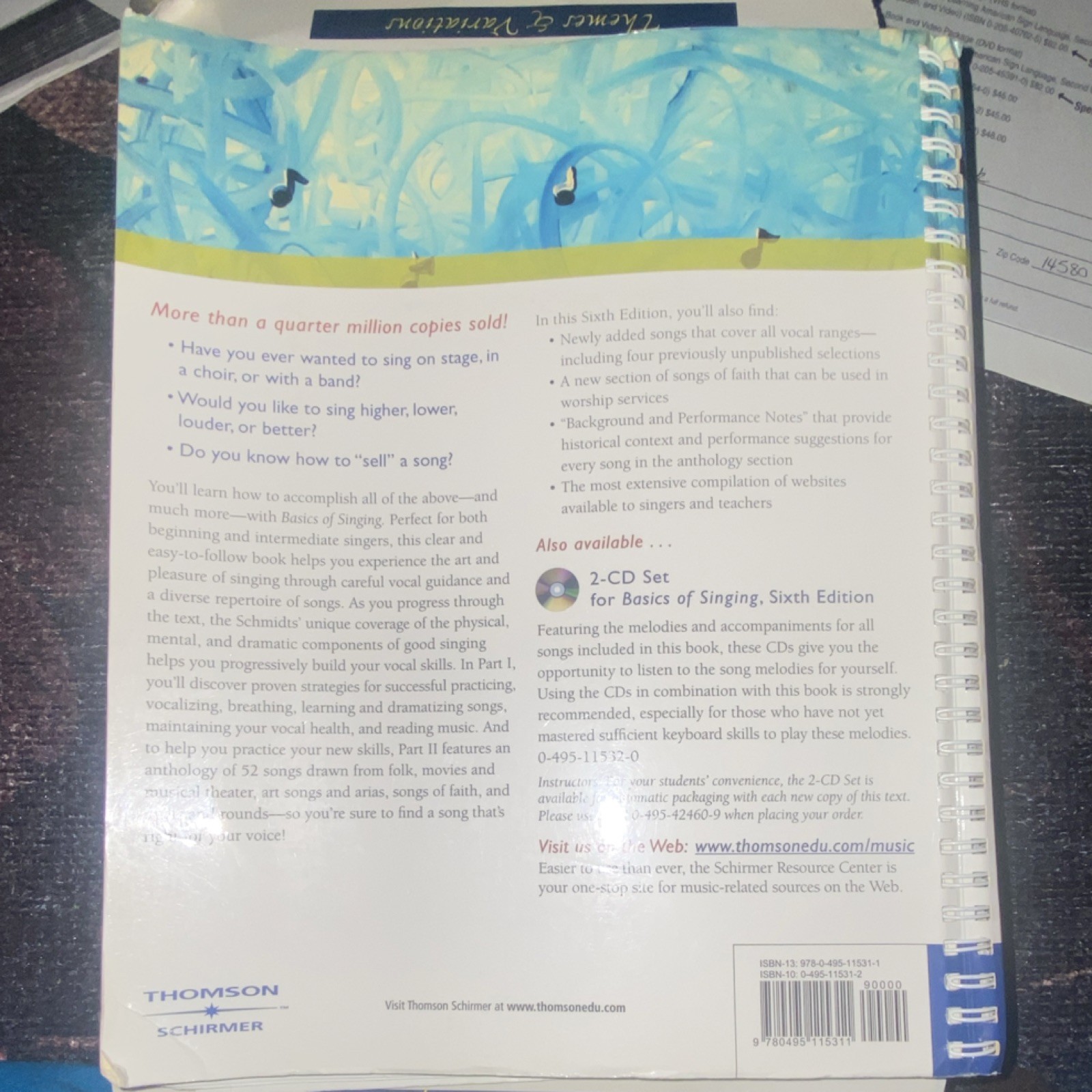 Basics of Singing Sixth Edition Jan Schmidt Spiral Thomson Schirmer Voice