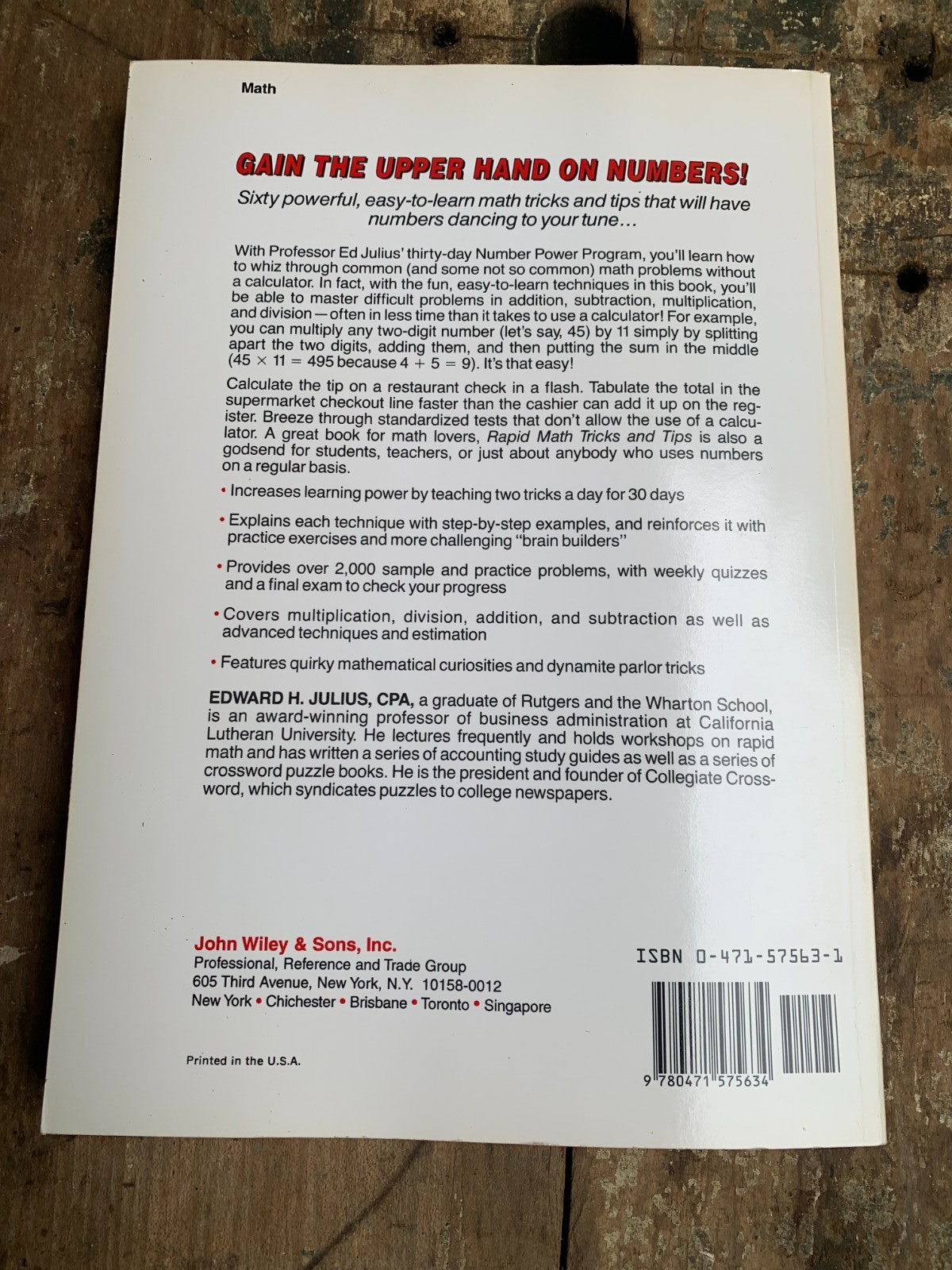 Rapid Math: Tricks and Tips: 30 Days to Number Mastery – Paperback like new 1992