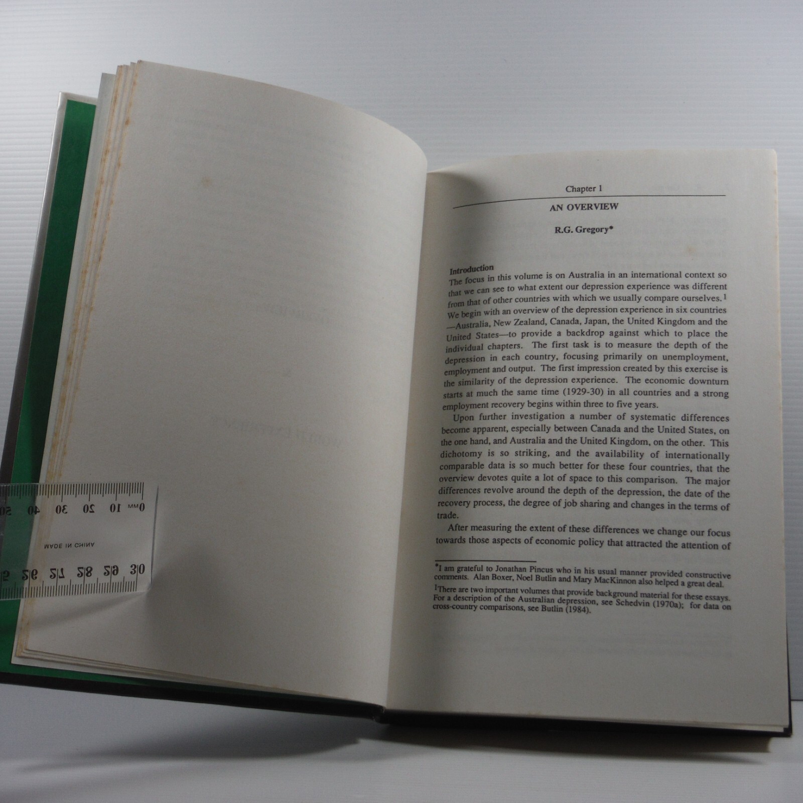 Recovery from the Depression Australia 1930’s R G Gregory and N G Butlin HB