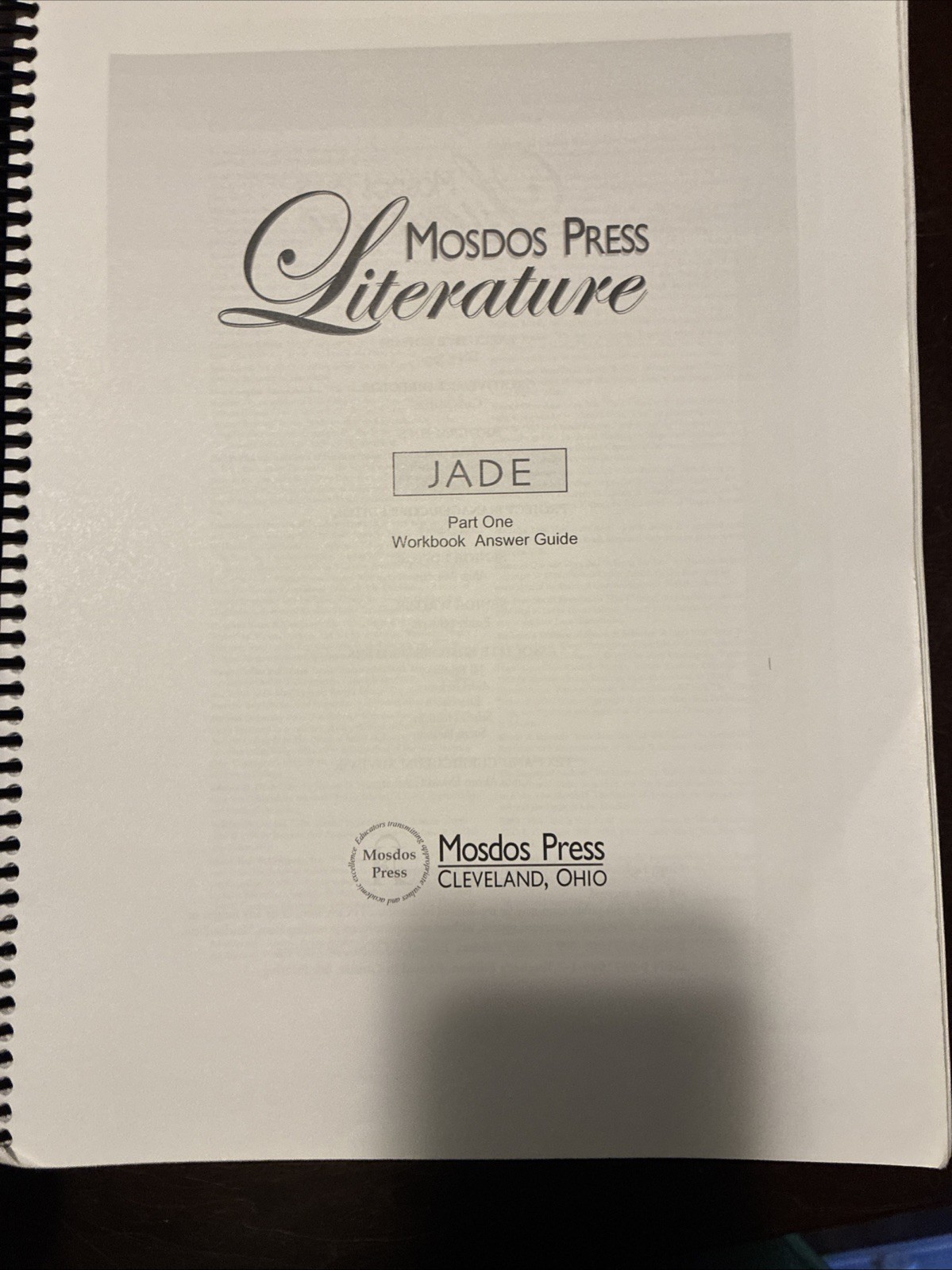 Mosdos Literature Teacher’s Edition – Jade, 7th Grade Curriculum – Two Volumes