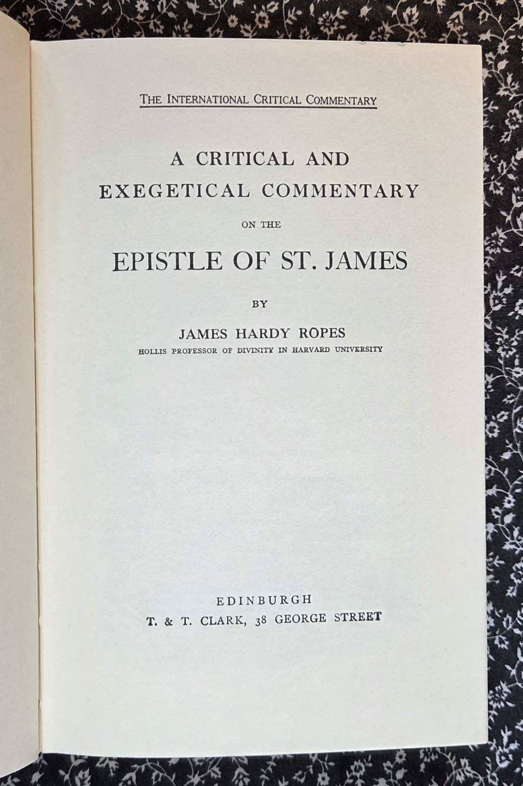 The Book Of St. James, The International Critical Commentary James Ropes 1978 HC